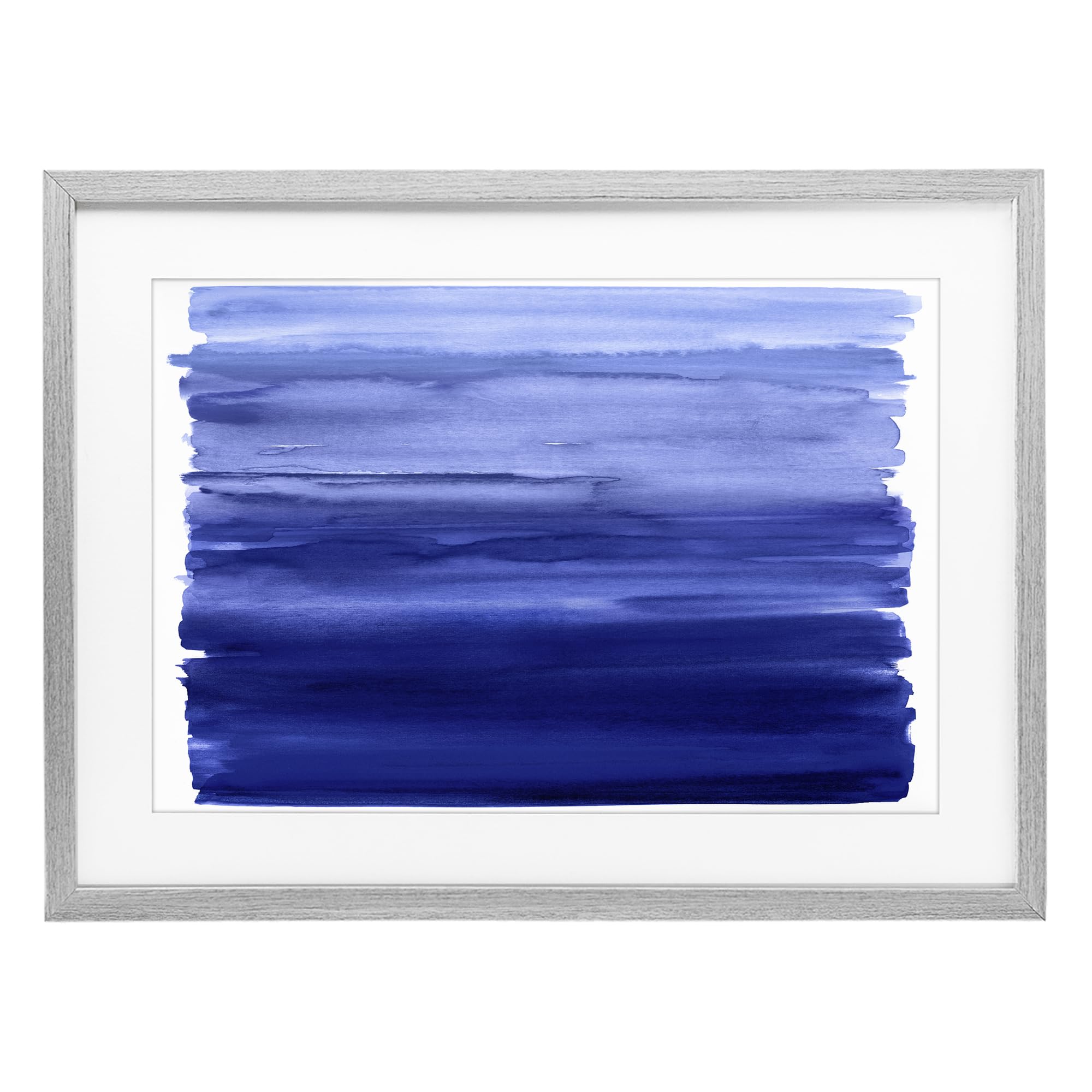 Stupell Industries Oceanic Ombre Blue Abstract Landscape with Azure Gradient Flow, 14 x 20 Inch Framed Matted Print Under Glass, by Allie Corbin, Made in USA Gift