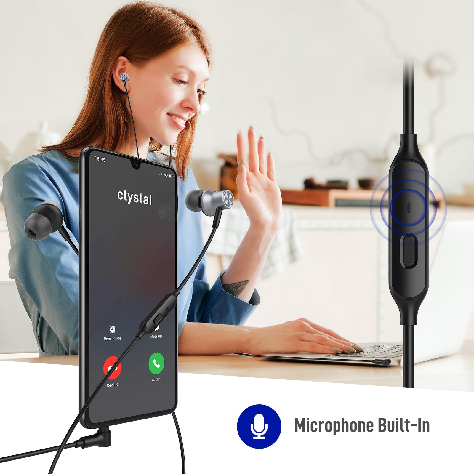 Écouteurs Filaires Avec Micro Pour Ordinateur Portable, PC, Chromebook, Isolation Du Bruit, Prise Jack Audio De 3,5 Mm, Casque Filaire Pour Samsung Galaxy A25 A15 A32 A52 A03s Surface Fire Switch