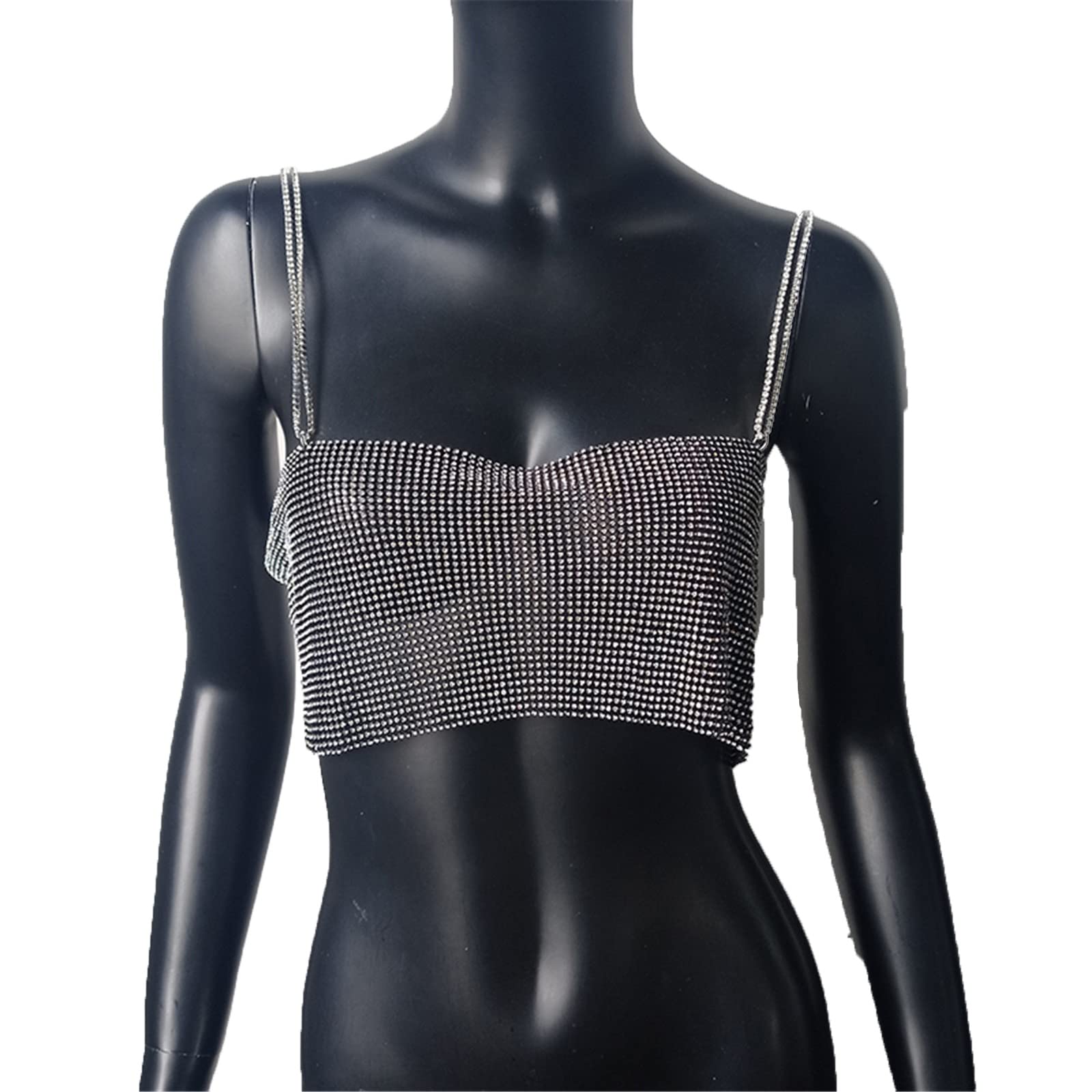 Amazon.co.jp: レディース キャミソールクラブ 夏の光沢のあるクリスタルチェーンタンクトップメタルメッシュホルターメタリックストラップ クロップトップ パーティー (色 : Black, Size : M) : ファッション インナー レディース 夏の光沢のあるクリスタルチェーンタンク  ..., image size:1600x1600