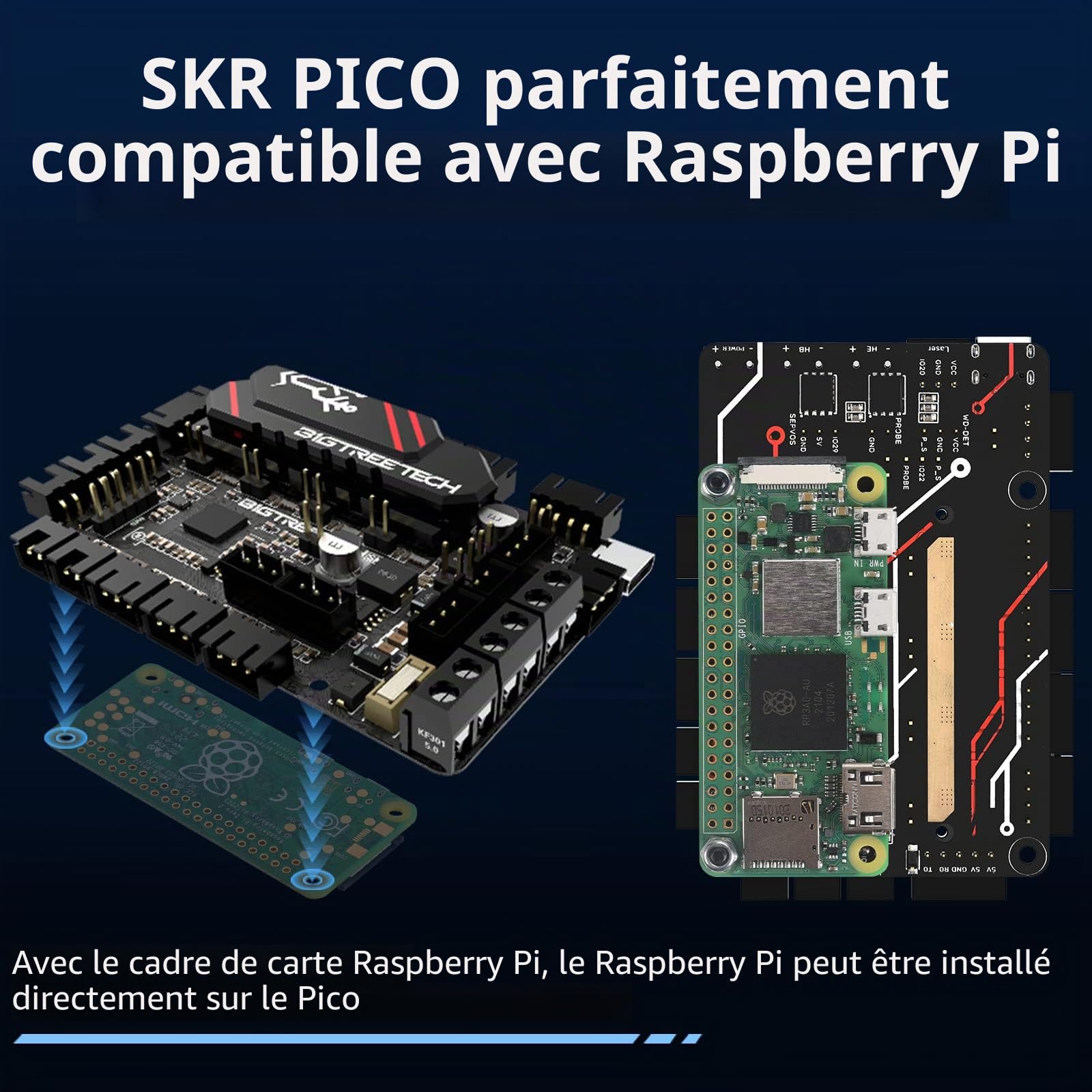 BIGTREETECH SKR Pico V1.0 Pour Imprimante 3D VORON VO Carte de commande personnalisée Carte mère Conçu Avec Dissipateur thermique amélioré