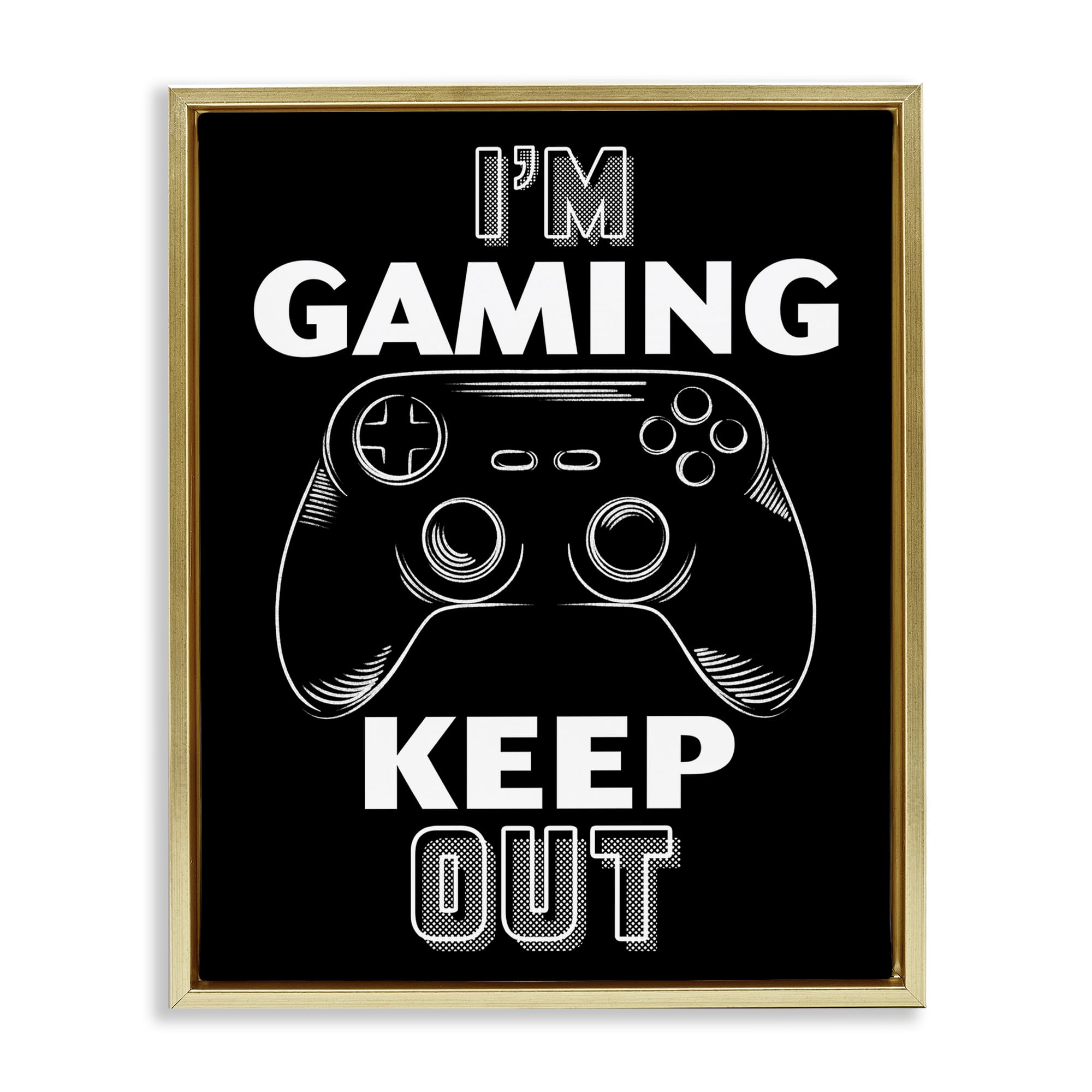 Stupell Industries Metallic Gold (Matte) 'I'm Gaming Keep Out'| Floating Frame Canvas Art
