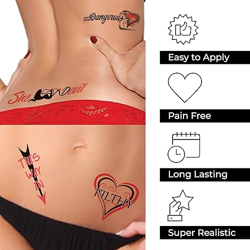 Miniatura 3 de Más de 40 tatuajes temporales traviesos sexys para mujeres y mujeres, diversión de adultos para la parte inferior de la espalda, piernas, brazos,