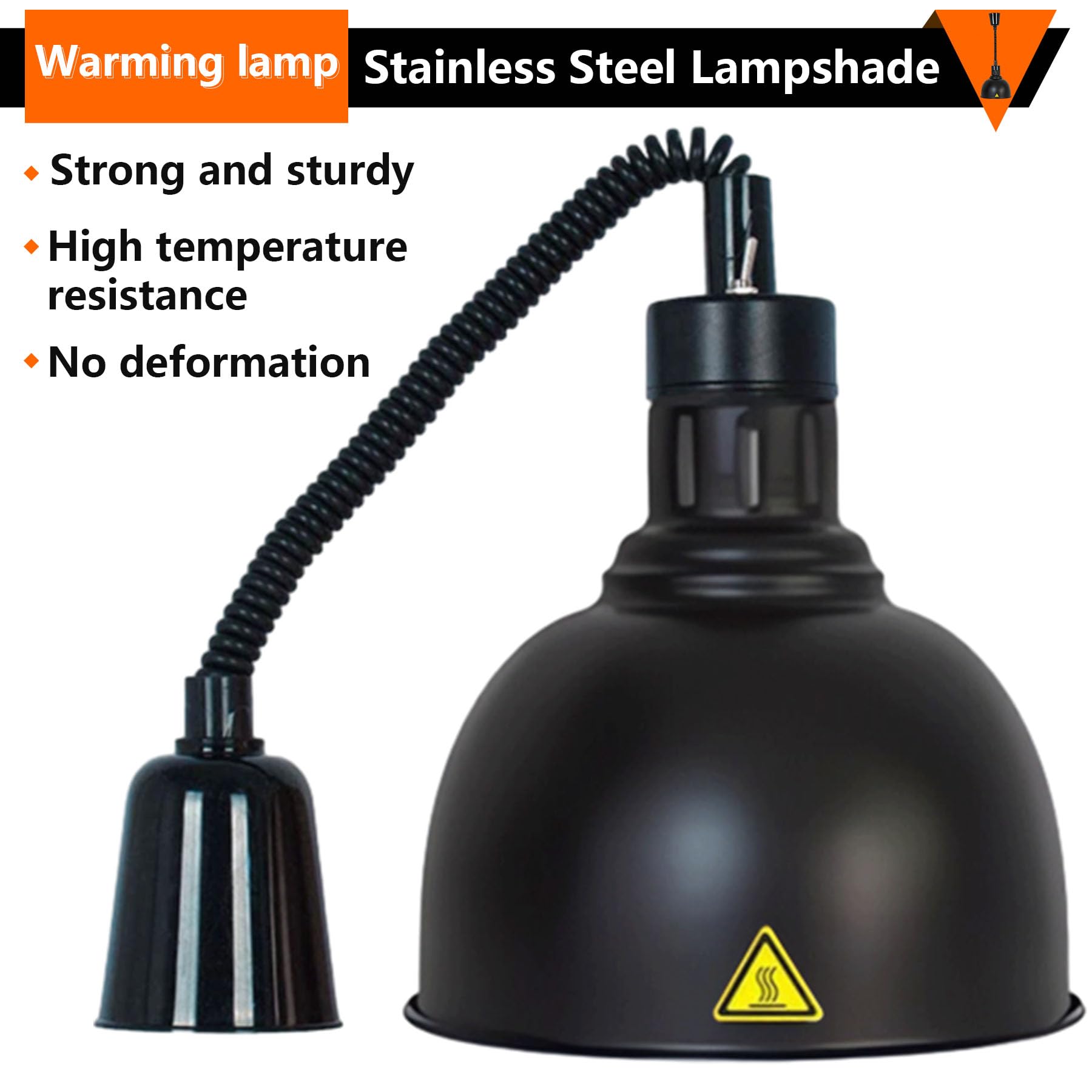 Lampe Chauffante de Cuisine Professionnelle, 250W Lampe Chauffe Plat Buffet Suspendue, Lampe de Chauffante Commercial pour Hôtels, Buffets et Pizza, Hauteur Réglable 60-180cm