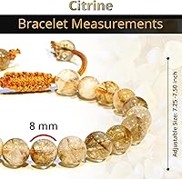 Vista 135 de Adjustable Crystal Bracelet – Gemstone Bead Bracelet with Adjustable Macrame String – Chic Gemstone Bracelet for Men and Women – 8mm Round Healing