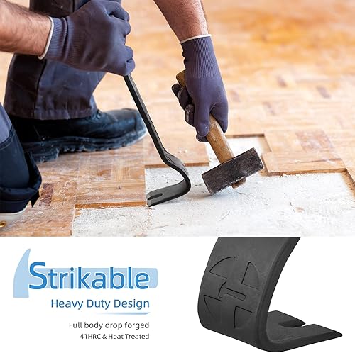 Miniatura 2 de MAXPOWER Juego de 2 barras de palanca, barra de palanca plana resistente de 15 pulgadas y extractor de uñas de 12 pulgadas, cabeza golpeable y