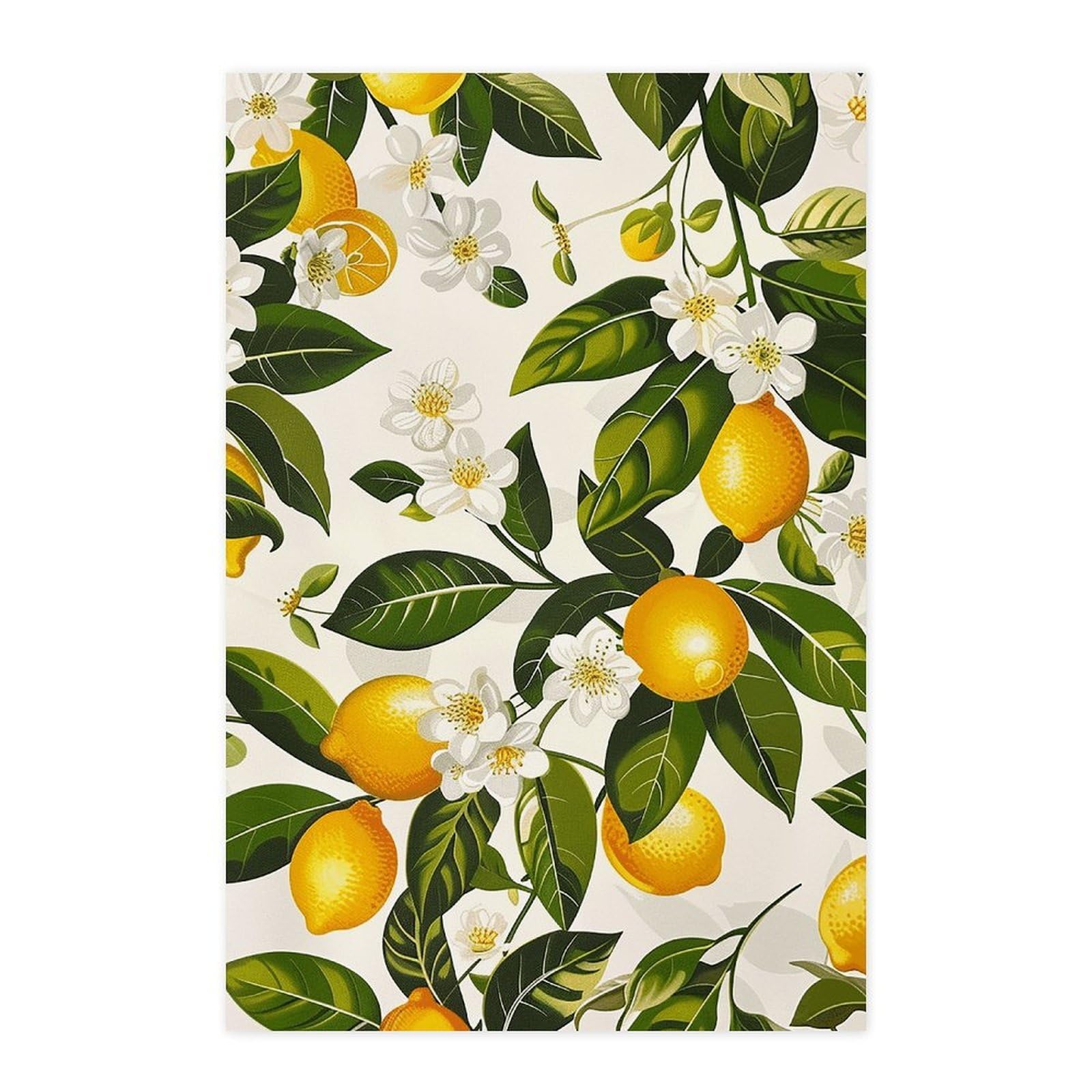 Poster autocollant citrons fleurs papier amovible chambre bureau