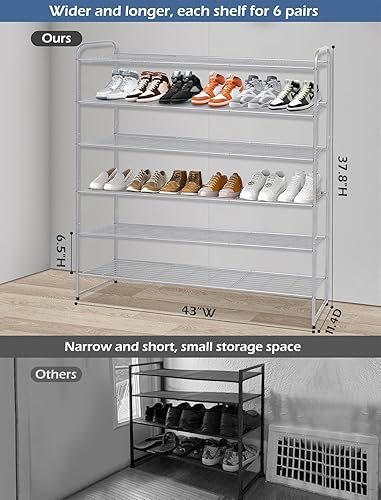 Miniatura 2 de KEETDY Organizador largo de 6 niveles para zapatos, organizador de zapatos alto de metal para entrada, dormitorio, garaje, estante ancho