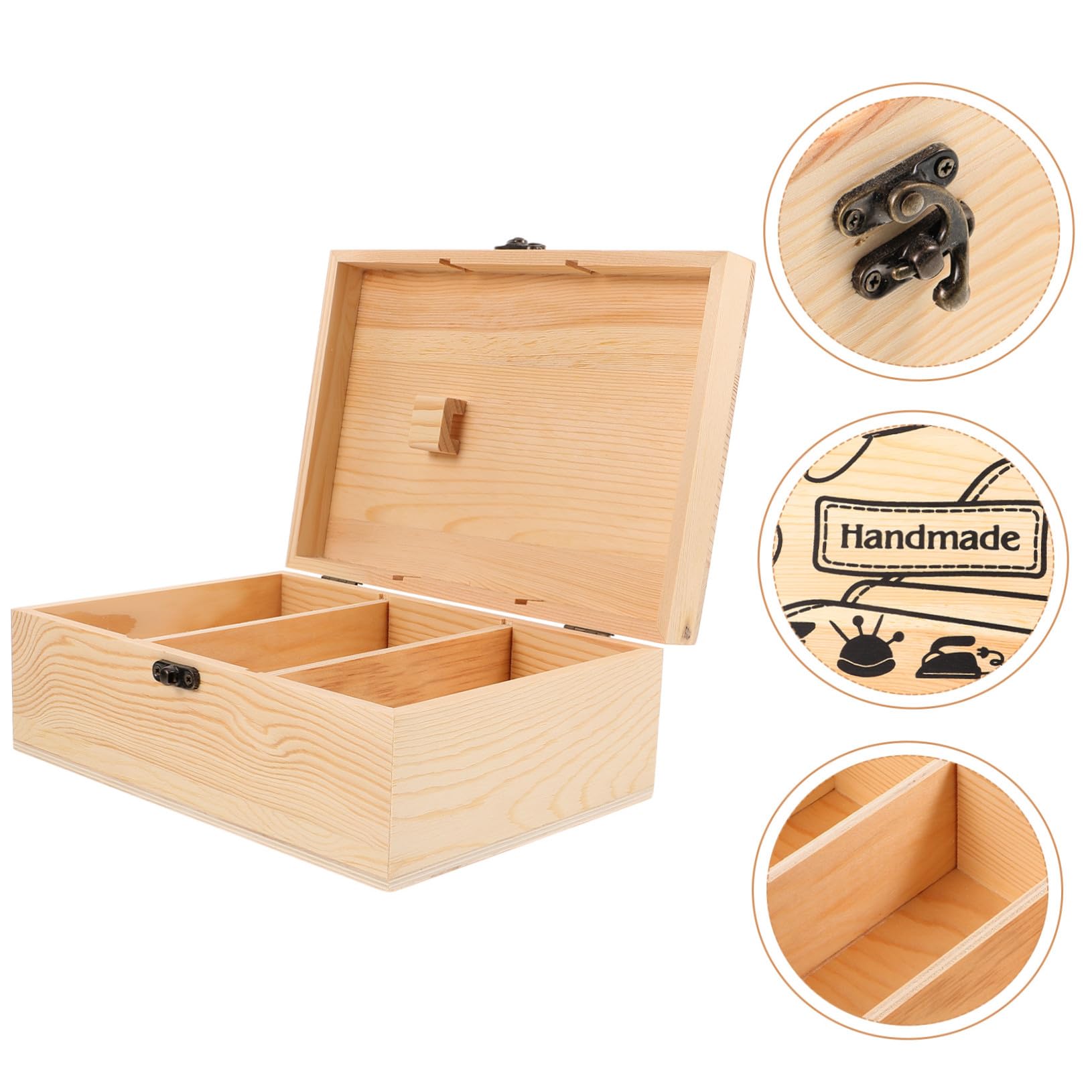 Holz Nähkästchen für Nähnadeln zur Aufbewahrung, Tragbar