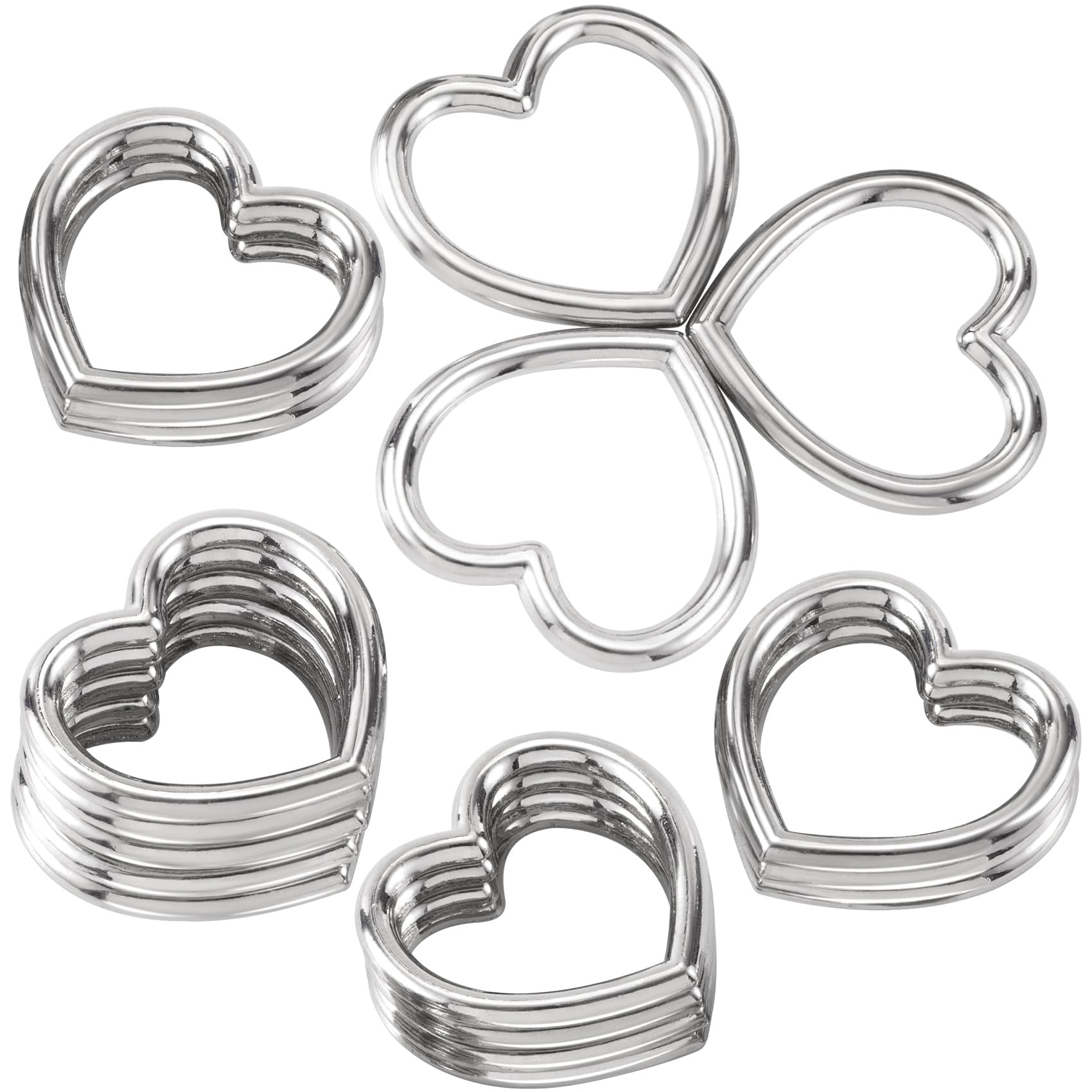 CustomyLife 20pcs Heart Shape Craft Ring Buckles, Hollow Metal Linking Rings for Valentines DIY Gothic Punk Leather Choker Necklace Anklet Bracelet