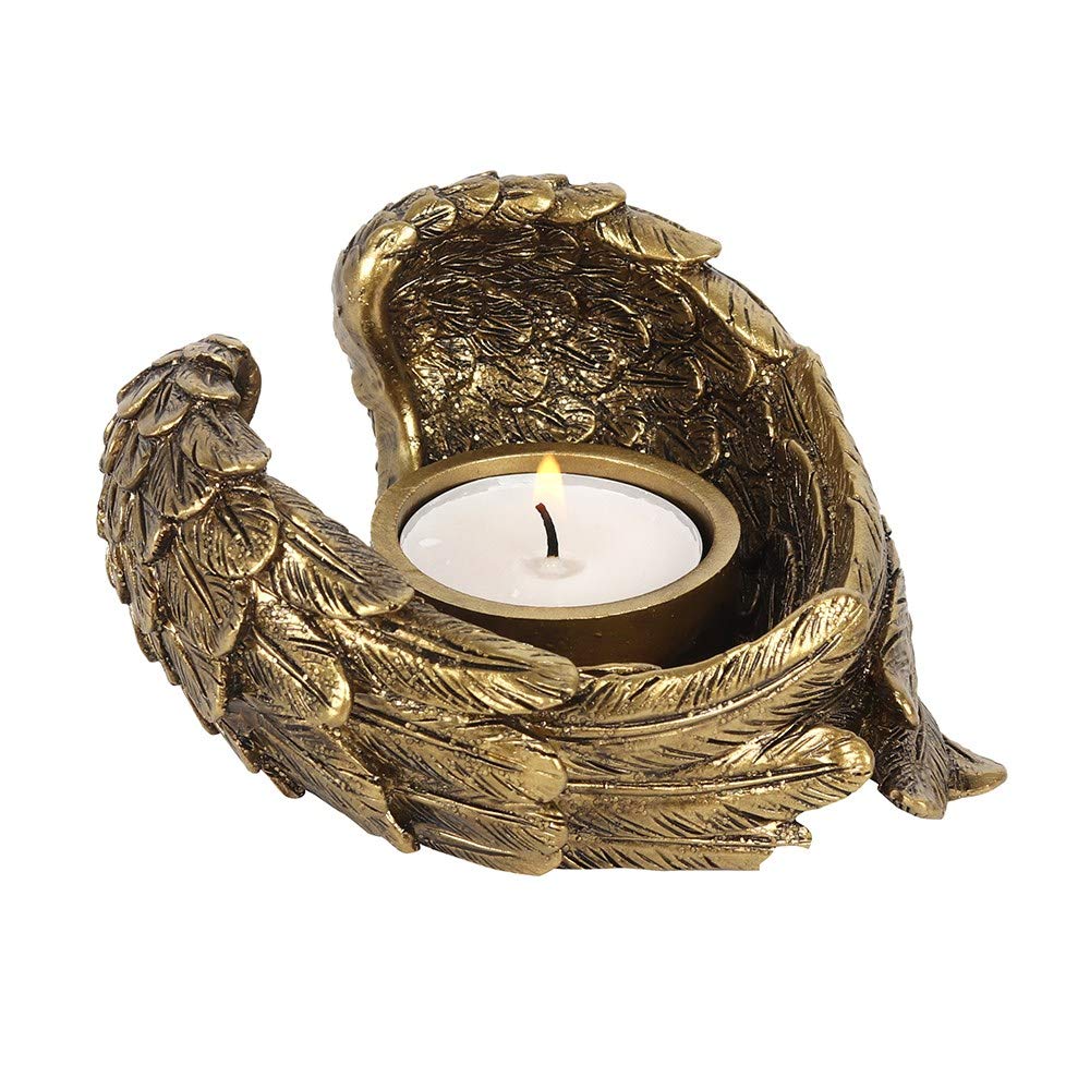 Something Different GA_59530 Tealight Candle Holder | Antique Gold Angel Wing | 1pc. 208g