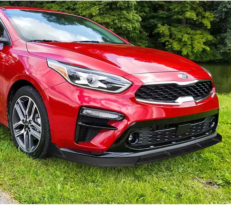 EPARTS 3 Pieces Style Front Bumper Lip Spoiler Splitter Chin Side Body Kit Trim Protection Compatible With2019-2021 Forte / 2020-2021 Forte5 (Painted Carbon Fiber Style)