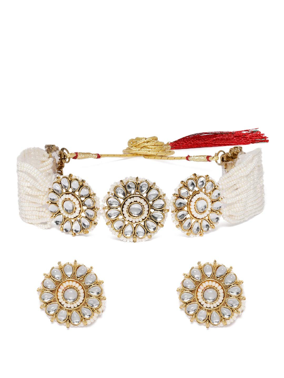 ZAVERI PEARLS Gold Tone Kundan & Pearls Flowers Choker Necklace & earring Set For Women-ZPFK9814 (B08Q7Q2V6N) Amazon Price History, Amazon Price Tracker
