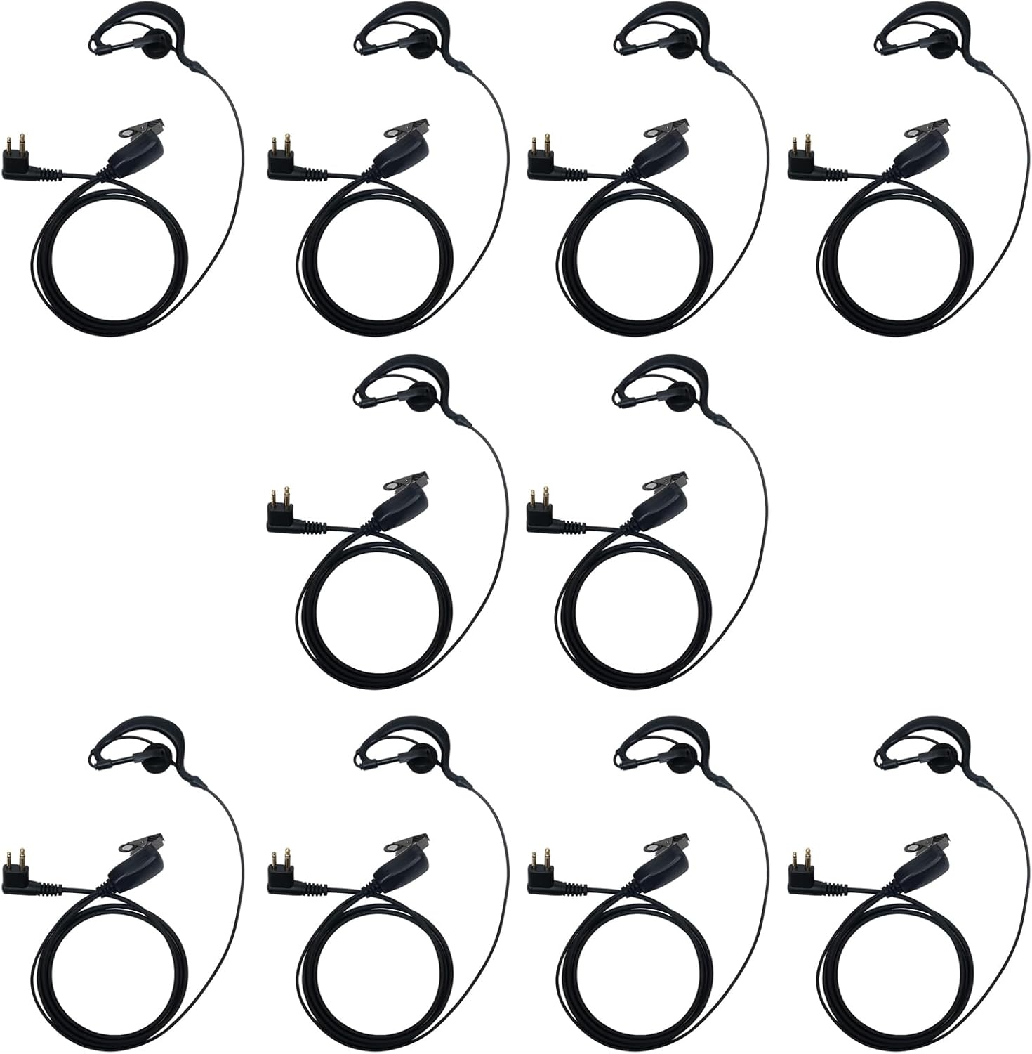 2 pin Earpiece Headset with PTT Mic G Shape for Motorola Cp200d Cp200 Cp100d Cp185 Cls1410 Cls1110 bpr40 rdm2070d mag one dlr1060 bc130 M1 R2 Walkie Talkies Two Way Radio,10 Pack