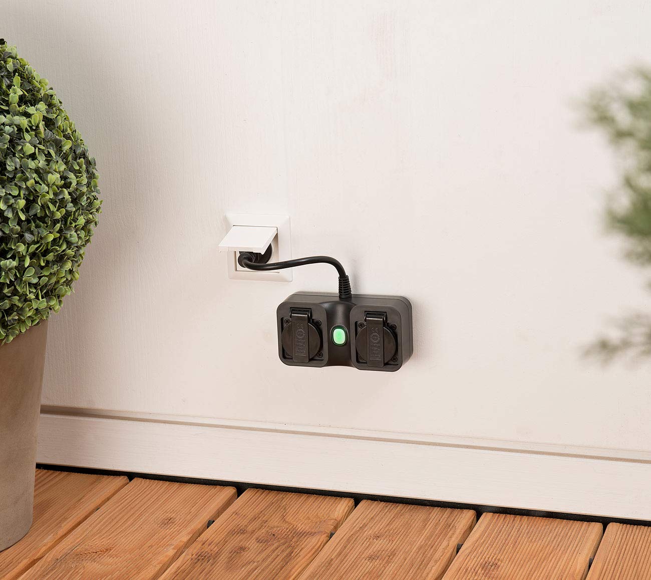Presa doppia WiFi da esterno Luminea Home Control SF-620.avs IP44 compatibile con Amazon Alexa e Google Assistant