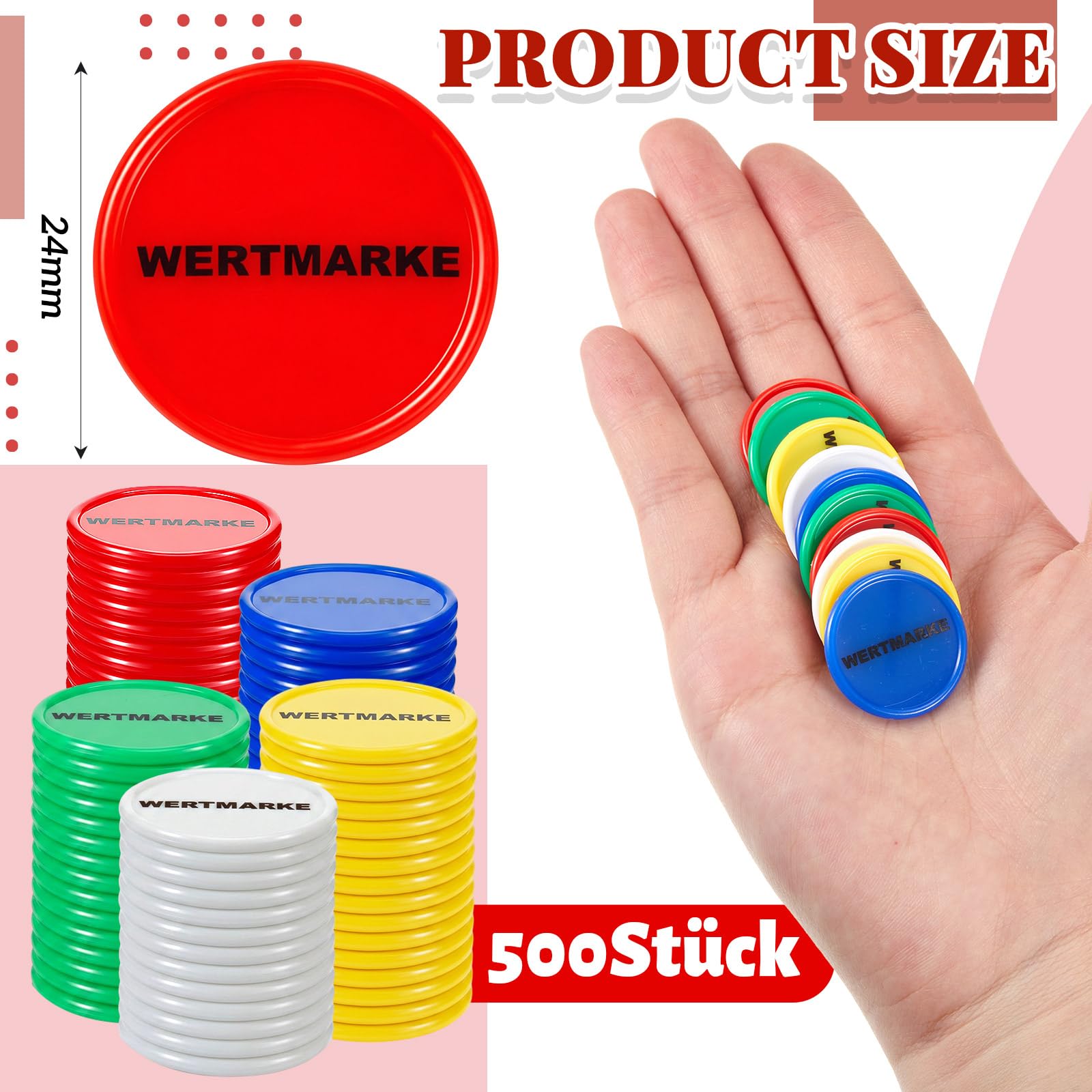 Wertmarken Chips Pfandmarken 24 mm Kunststoff Wiederverwendbar Nezyo