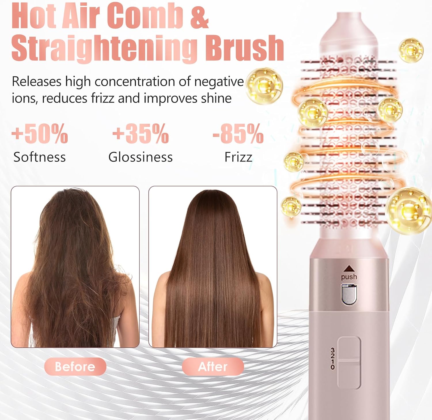 5 in 1 Hair Dryer Brush & Air Styler, Hot Air Brush Set with Wrap Air Curler, Multi Hot Air Styler, Negative Ionic Blow Dryer Brush for Drying, Curling, Straightening, Volumizing, Smoothing