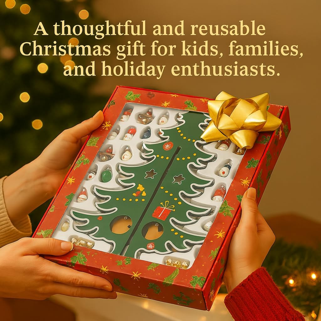 Christmas Advent Calendar 2025 Kids - 24 Days Christmas Countdown Calendar for Kids with Christmas Tree 36 Ornaments Bells Snowman Santa Decorations for Boys Girls Xmas Gift Tree