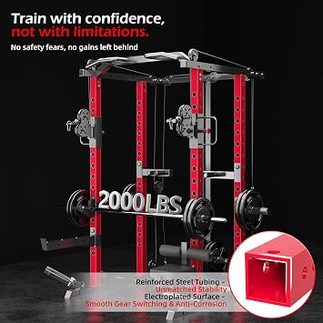 Power Cage and Smith Machine, Power Racks for Home Gym with LAT Pulldown