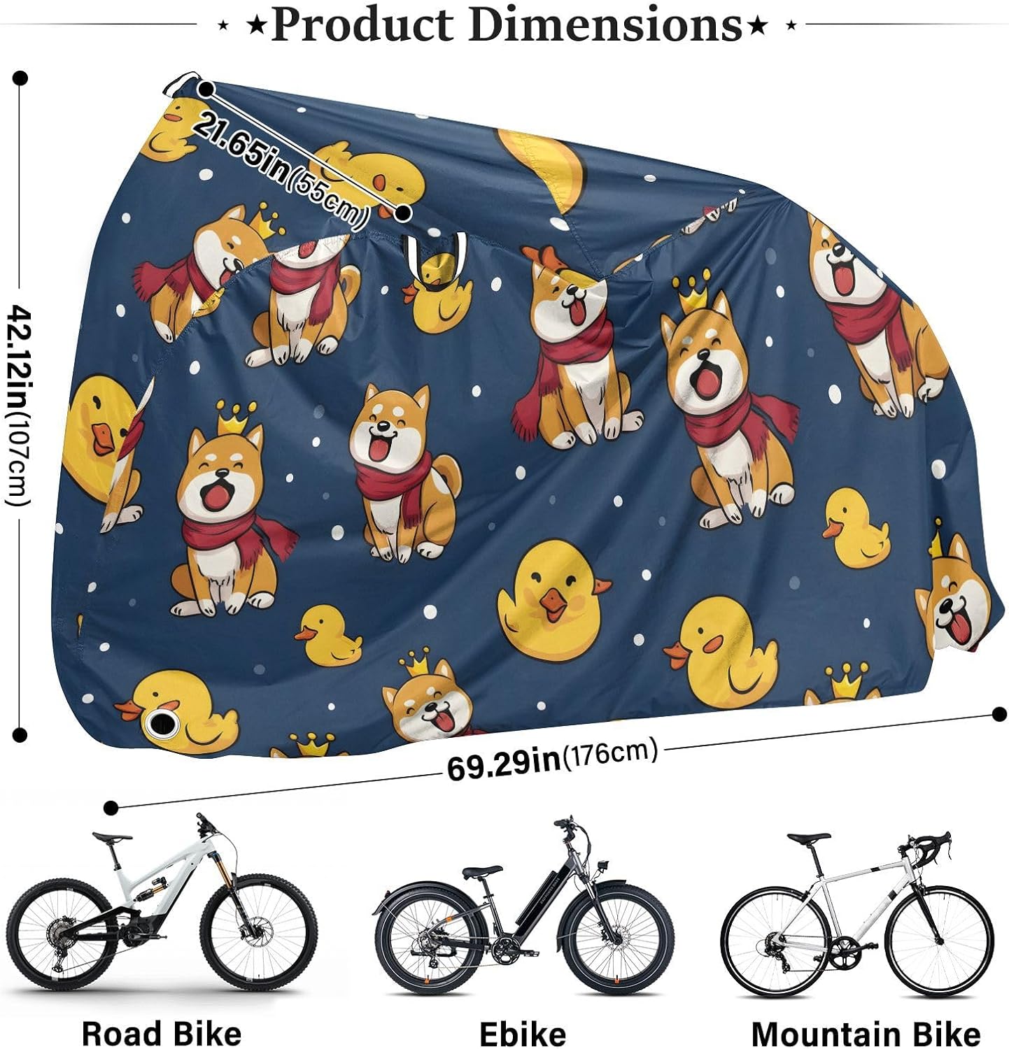 ALAZA Corgi Dog Duck Cute Bike Cover Waterproof Outdoor Ebike Bicycle Covers Tarp Protection for 1/2 Bikes, Sun UV Dust Wind Proof