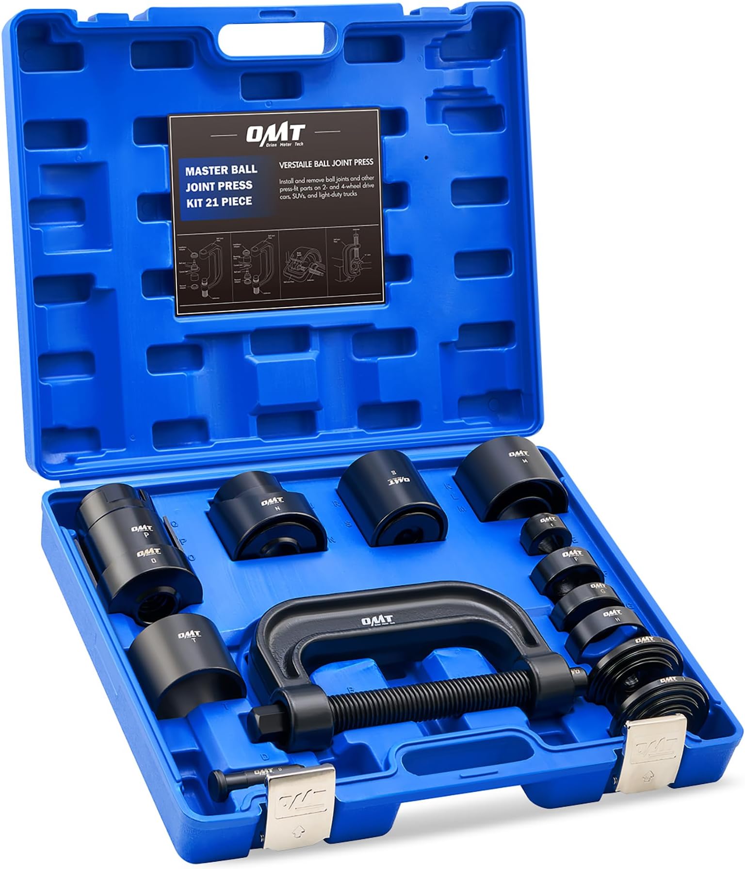 Orion Motor Tech Ball Joint Press Kit, 21-Piece Master Ball Joint Removal Tool with C-Frame, Heavy-Duty Brake Anchor Pin U Joint Ball Joint Press Tool for 2WD and 4WD Cars