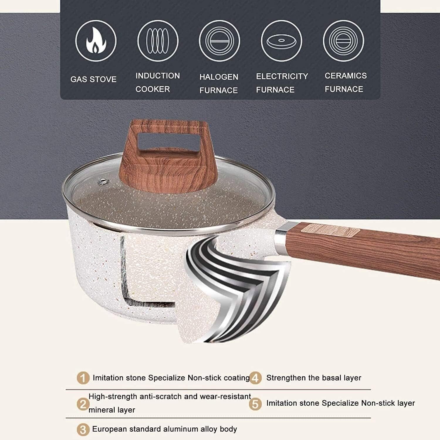 Wok Milk Pot Maifan Stone Non Stick Small Soup Pot Cooking Pot Frying Pan Pan Stove Universal Pot (Size : 18cm)