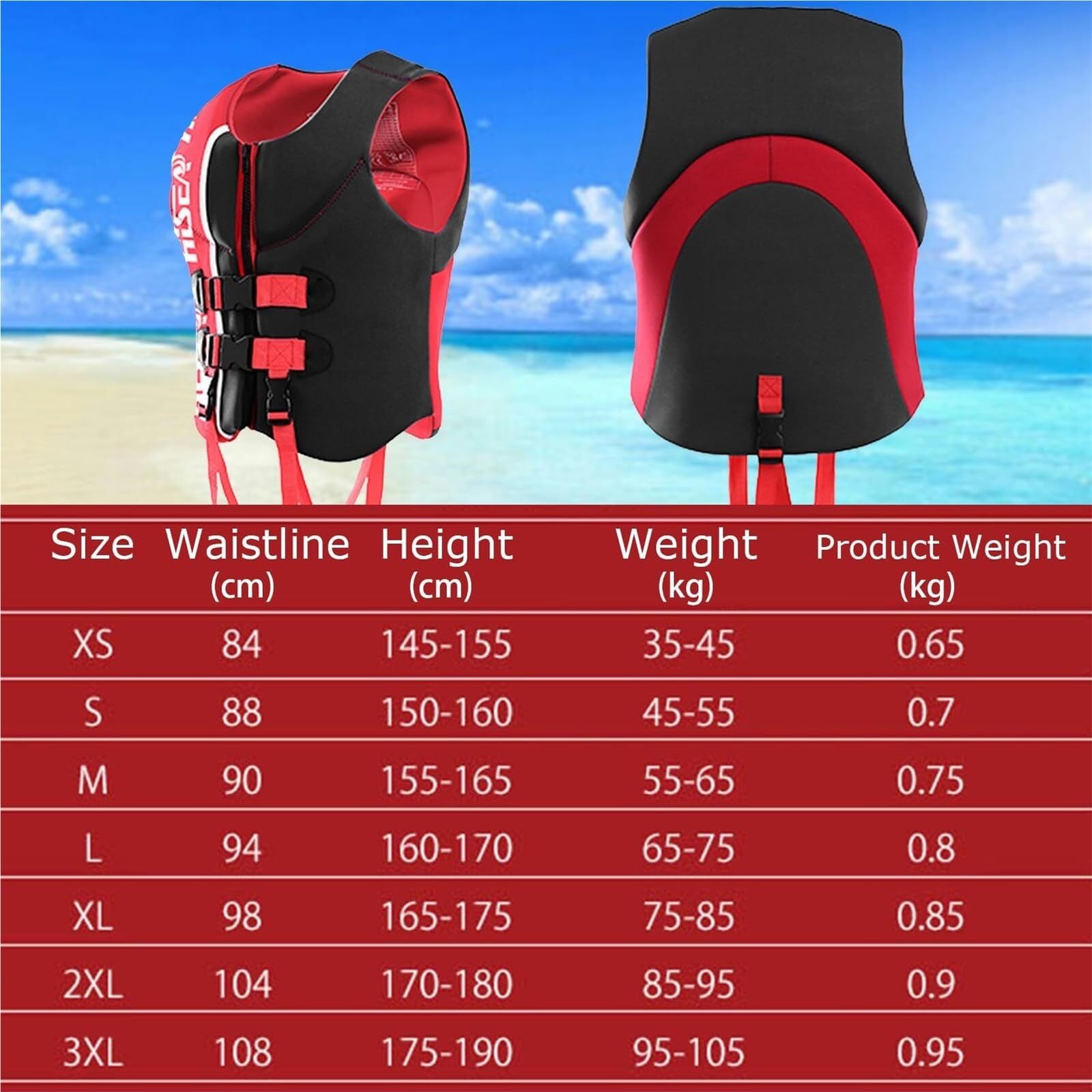 Chaleco de Kayak con Correas en la Entrepierna, Chaleco de Kayak de Neopreno Ajustable for Kayak, Pesca, Navegación, Deportes Acuáticos, Ajuste Universal for Hombres y Mujeres