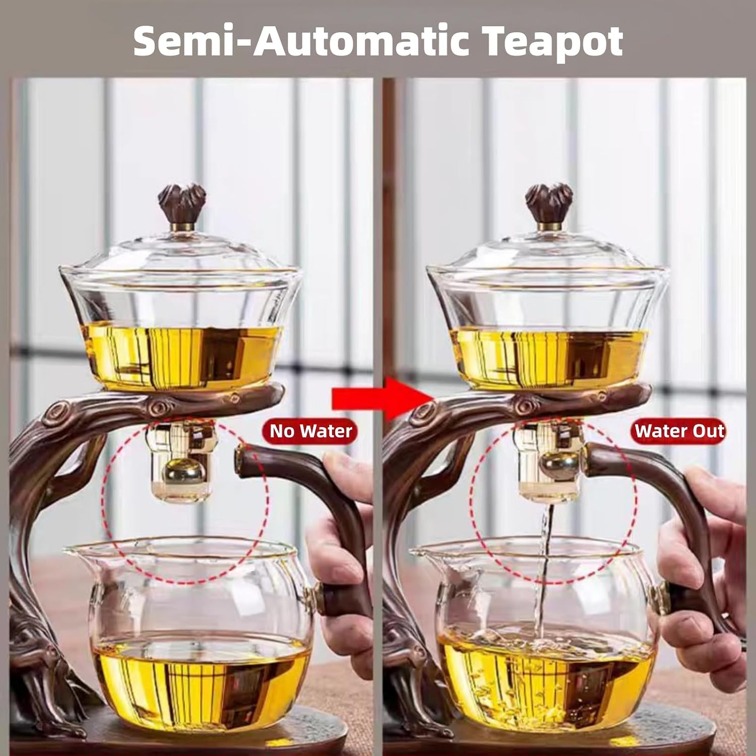 Glass Kung Fu Tea Set with Little Monk Tea Pet, Semi-Automatic Lazy Teapot with Fair Cup & 6-Piece Tea Tools, Chinese Tea Ceremony Gift Set for Adults image 4