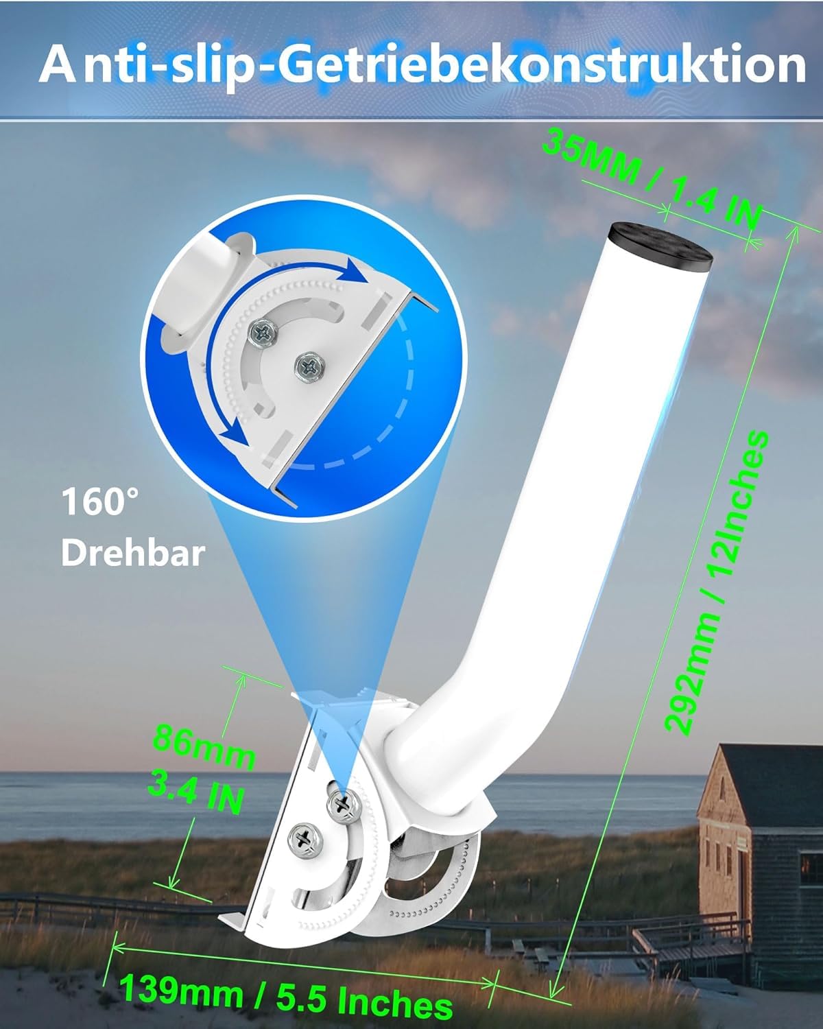 Staffa Antenna,Palo Antenna TV Esterno,13 Pollici,Resistente al Vento e alla Pioggia,Supporto per Client Bridge CPE di Punto di Accesso Wireless,Confezione da 2