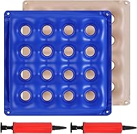 LOEKEAH 2-Pack Inflatable Waffle Seat Cushions with Air Pumps - Pressure Relief for Office Chair, Car Seat, Wheelchair, Long Sitting Comfort