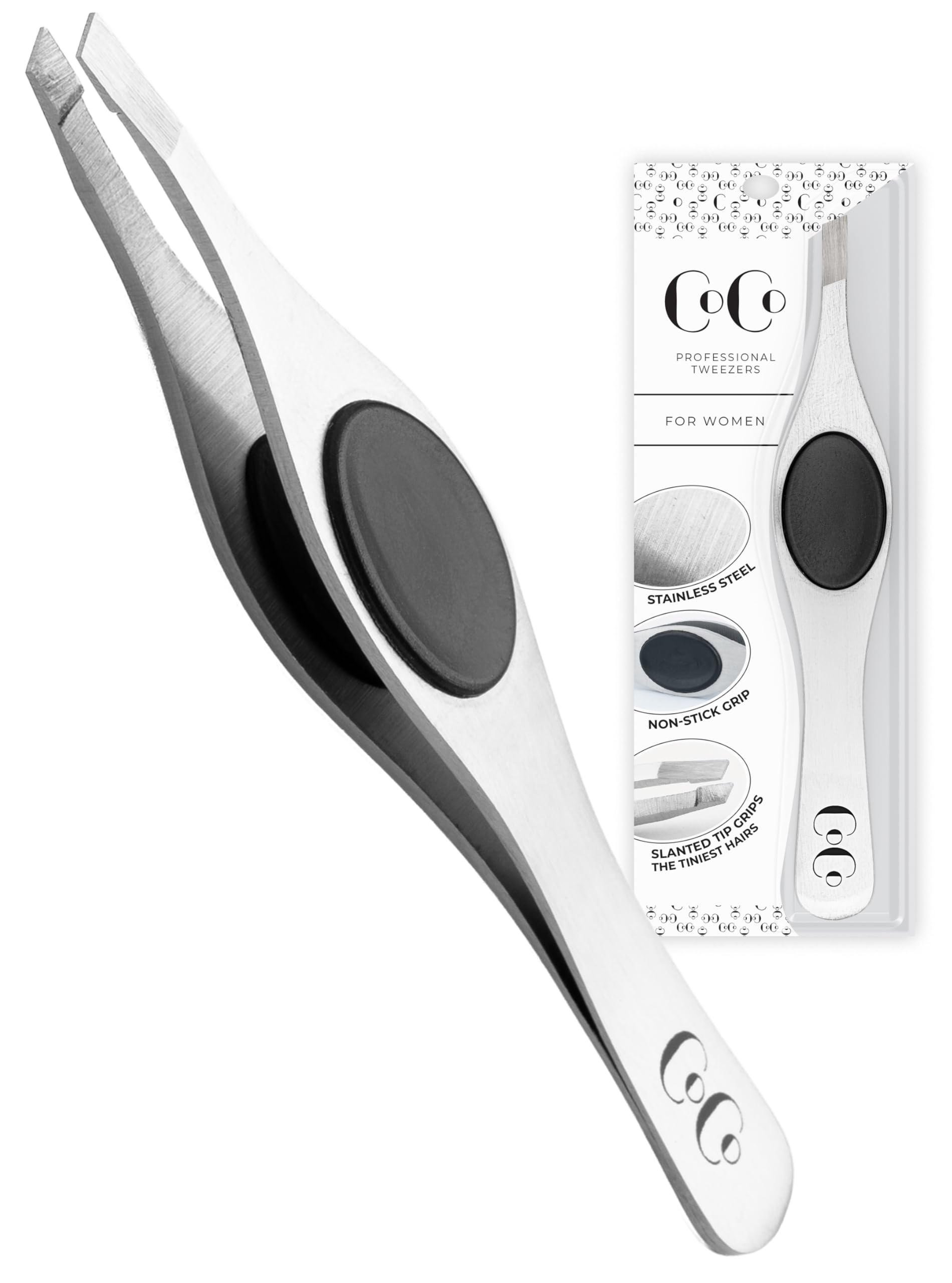 Precision Tweezers for Women Facial Hair, Best Tweezers for Eyebrows – Brow Shaping, Ingrown Hair and Splinter Removal – Sharp Slant Tip, Stainless Steel