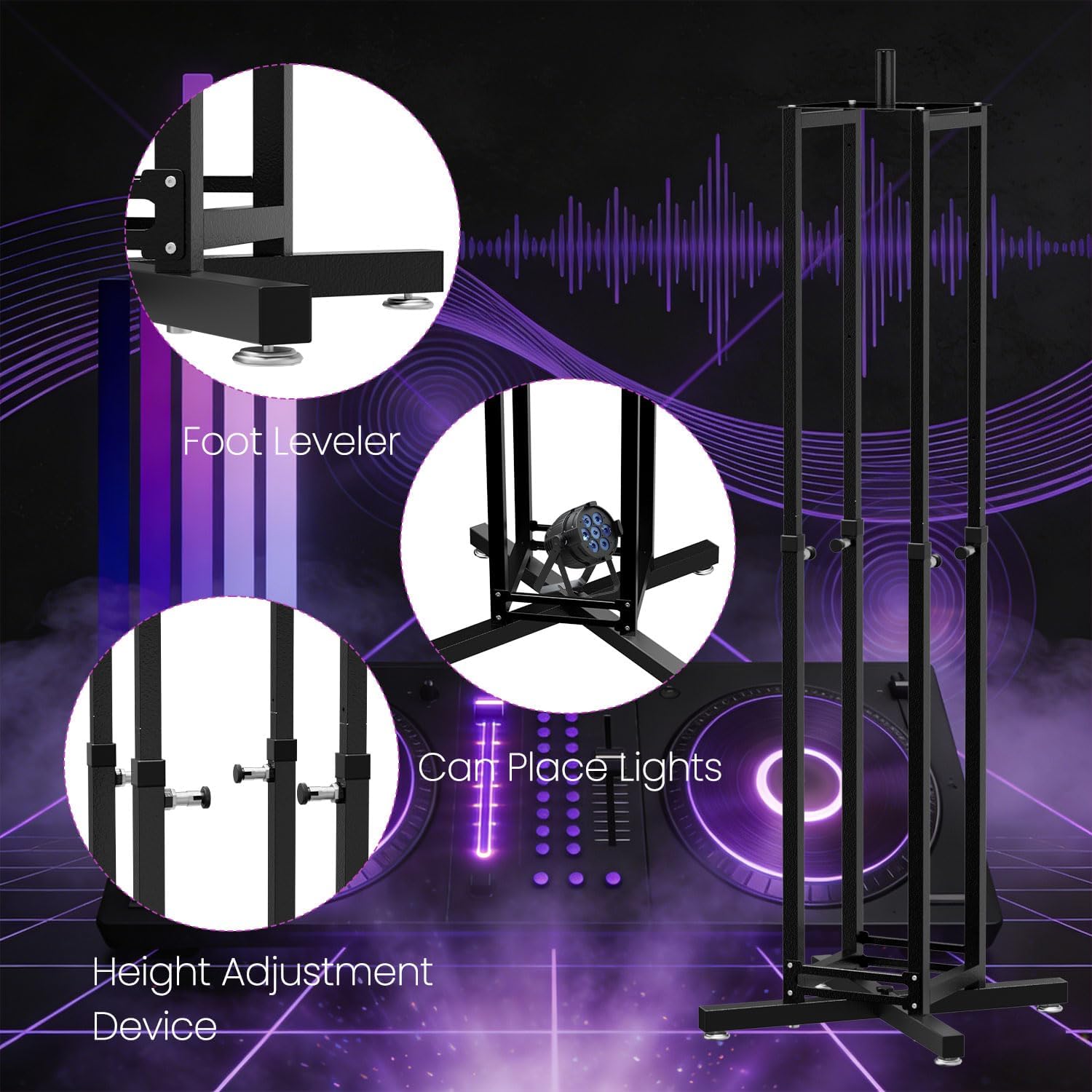 Moving Head Light Stand,Heavy Duty DJ Light Stand Adjustable 34-67in,2-in-1 Speaker Stands with 35mm Pole & Platform with Black & White Scrim Carry Bag for Parties Events