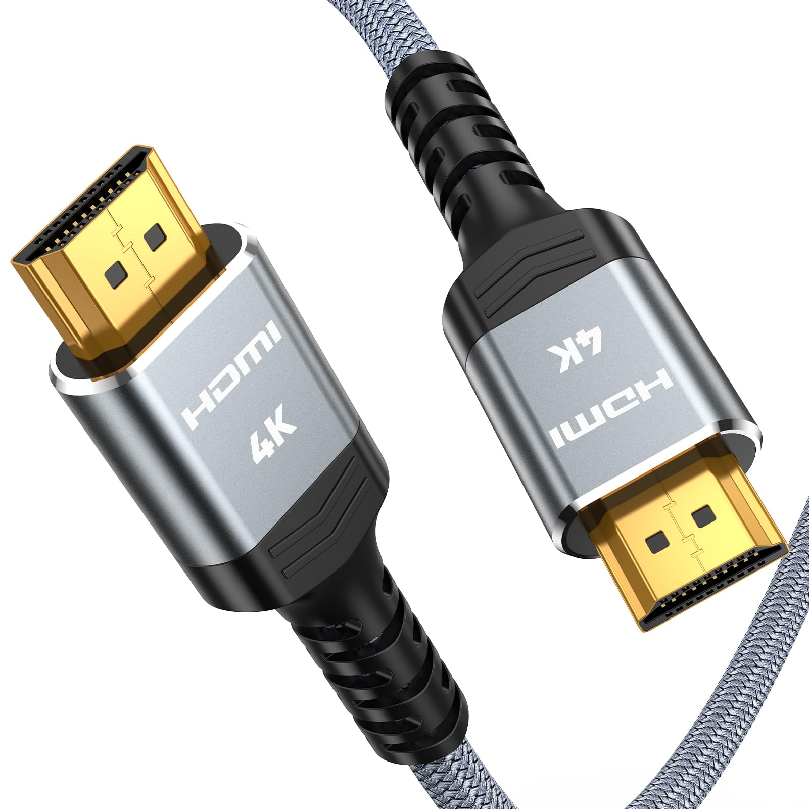 HDMI Cable 6.6 ft, Highwings 4K HDMI 2.0 Cord with High-Speed No Flickering, Nylon Braided & Gold-Plated Connectors, HDR, Ethernet, ARC, 3D, HDCP 2.2, Compatible with 4K TVs, Monitor, Streaming Device
