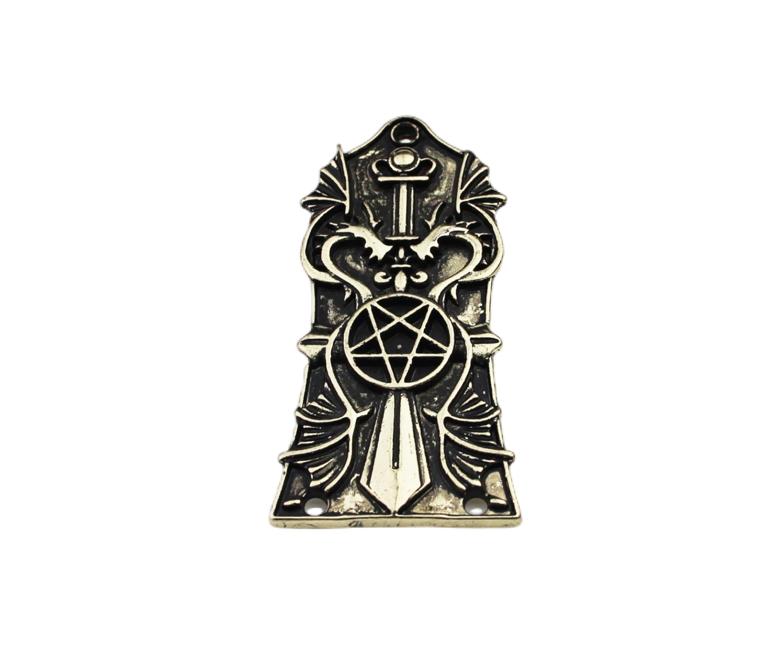 Guyker 1 Pcs Guitar Head Cover 3 Holes, Zinc alloy Guitar Truss Rod Cover for GIB LP Style Guitar Accessories Parts JA3003
