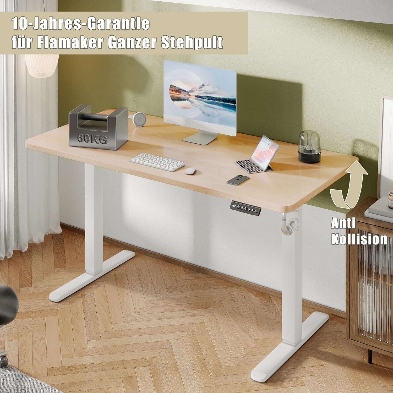 Comparison of whole-piece desktop versus multi-piece desktop, highlighting stability