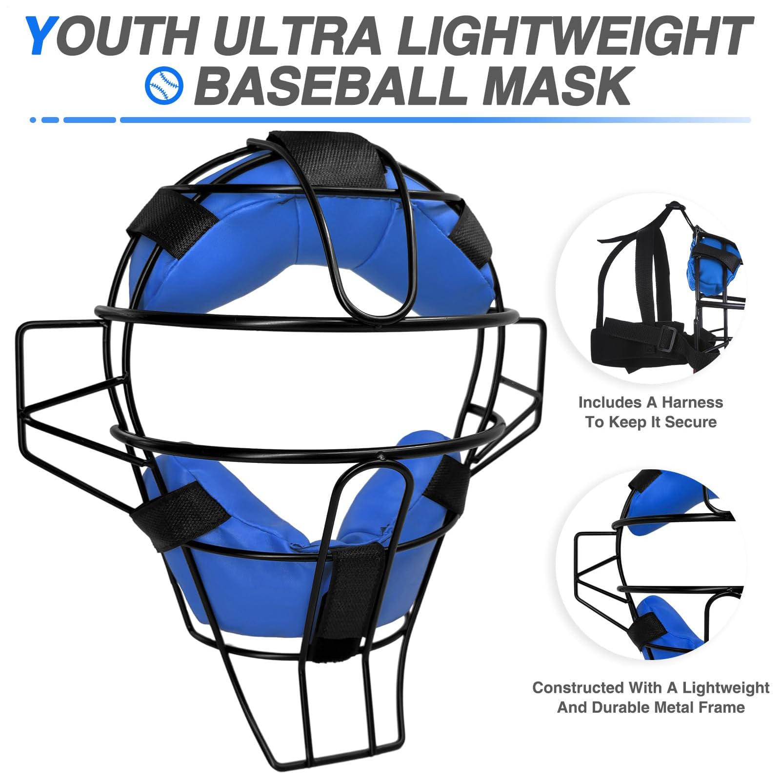Baseball-Catcher-Maske, Schiedsrichter-Gesichtsmaske | Verstellbare Vollgesichtsschutzmaske - Die traditionelle Baseball-Schiedsrichtermaske aus hohlem Stahl mit bequemer Passform bietet maximalen Sch