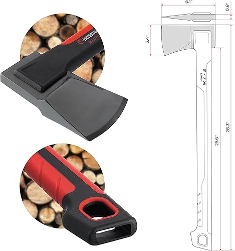 Miniatura 4 de INTERTOOL Juego de hacha de corte de madera y maul dividida, hacha de división de 4 libras con mango de 28 pulgadas, hacha de tala de tamaño mediano