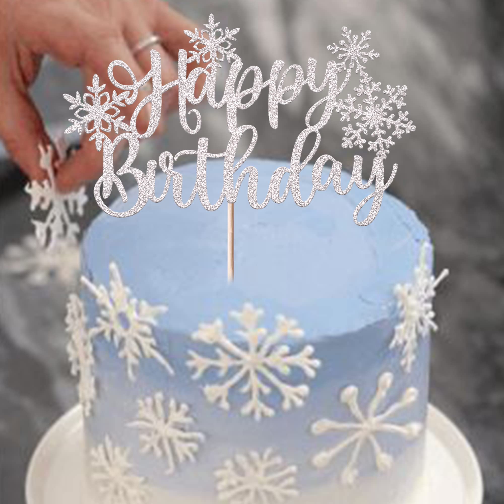 1 Pack Snowflake Birthday Cake Topper - Winter Wonderland Frozen Theme Decor For Cakes, Cupcakes, Baby Showers & Christmas Parties - View #3