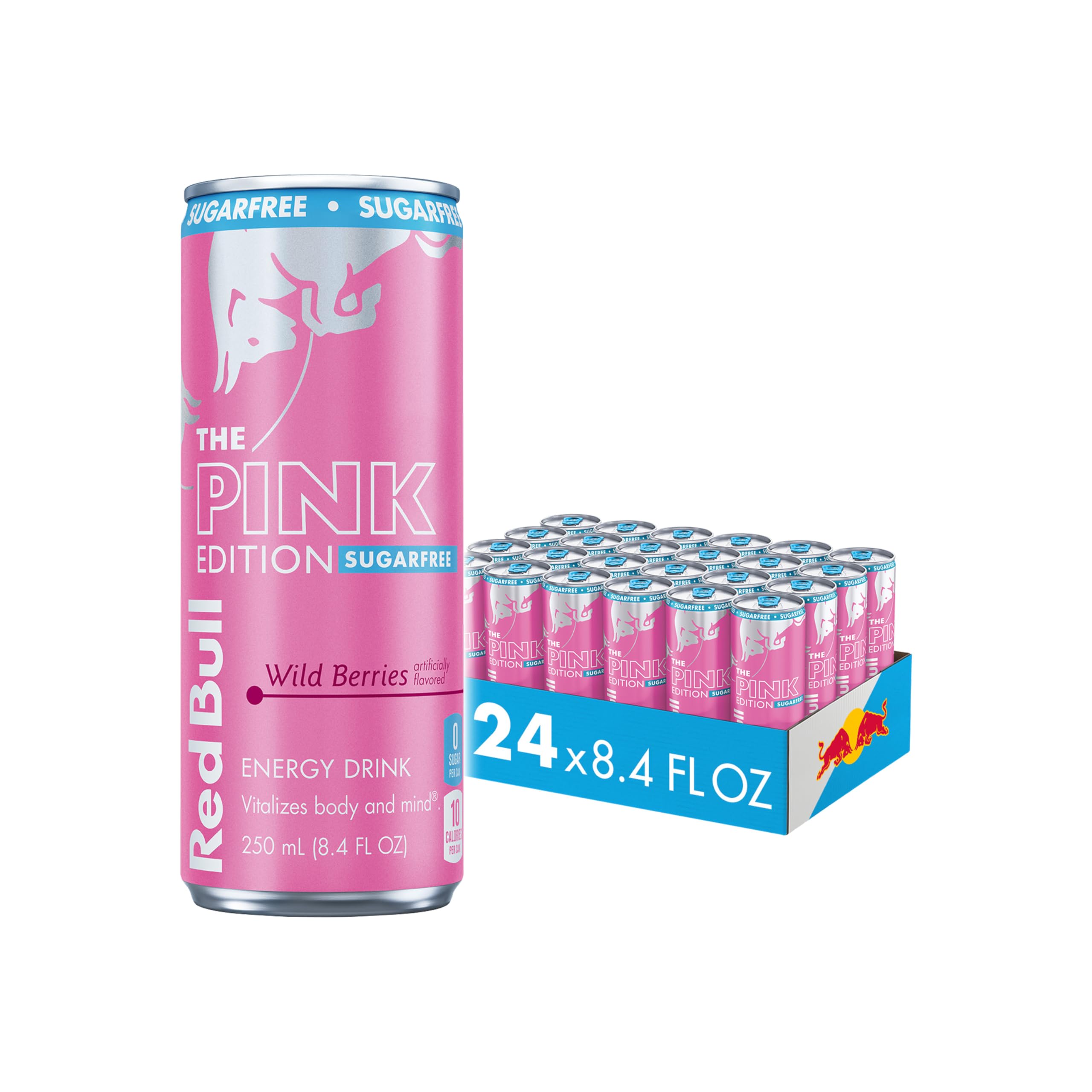 Red BullPink Edition Sugar-Free Energy Drink, Wild Berries, with 80mg Caffeine plus Taurine & B Vitamins, 8.4 Fl Oz, Pack of 24 Cans