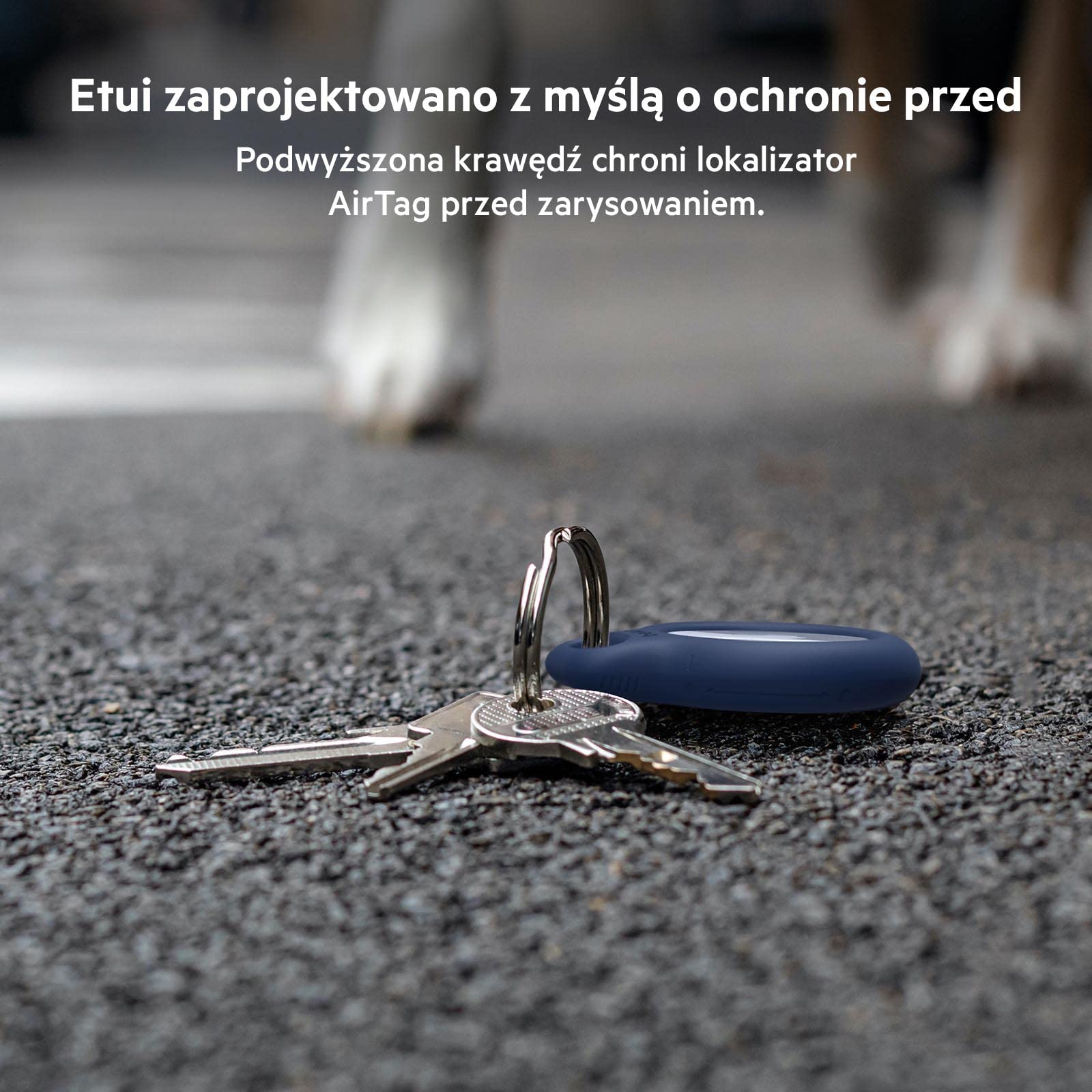 Belkin Etui na Apple AirTag z Kółkiem na Klucze (4 Szt.), Odporne na Zarysowania Etui z Otwartą Przednią Częścią i Podwyższonymi Krawędziami, Akcesorium do Kluczy, Zwierząt, Bagażu itp. – Niebieskie