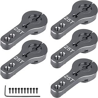 CrazyHobby 5PCS Aluminum 25T Servo Horns M2.5 Threads Steering Arm Compatible with Futaba Savox Power HD HSP MG995 MG996 S...