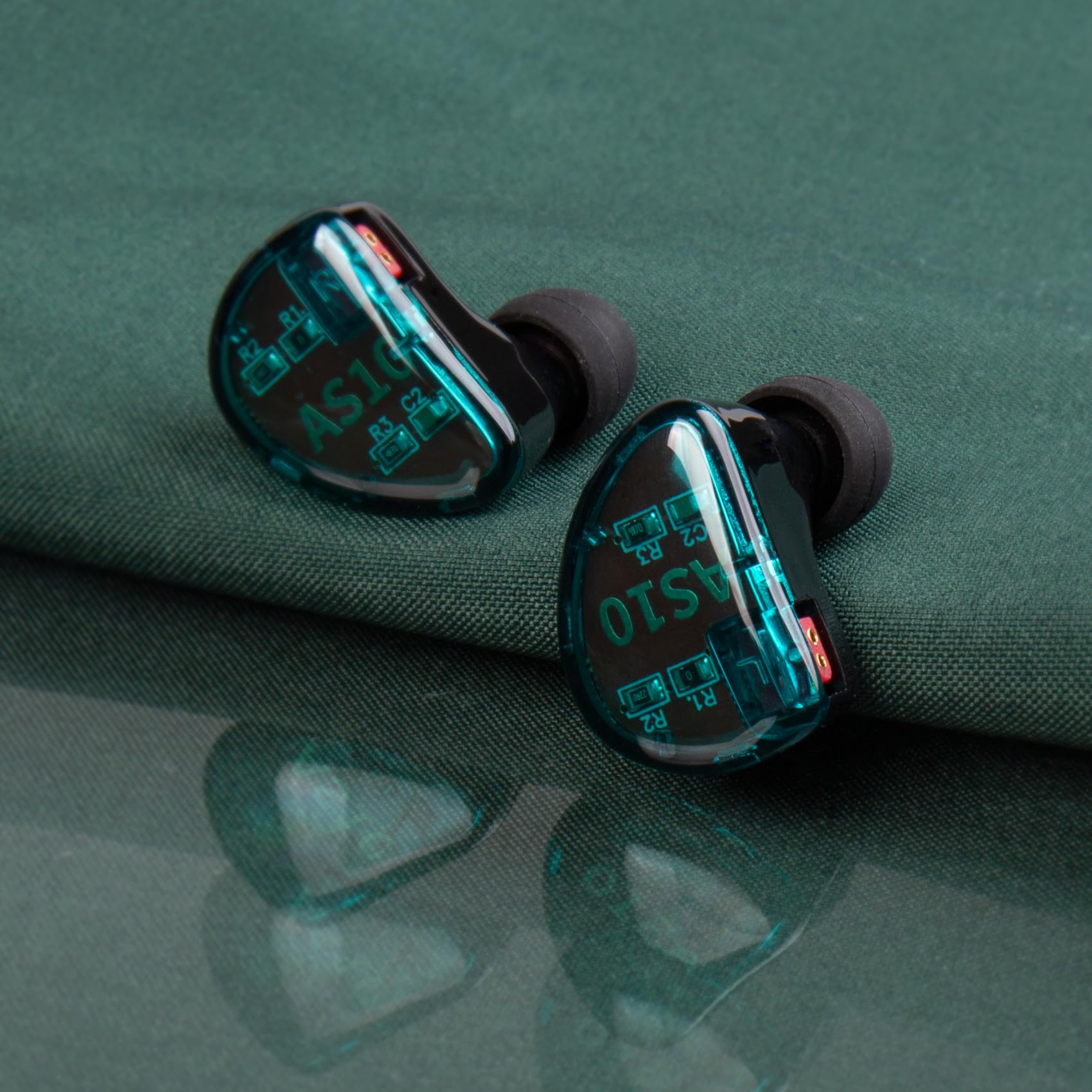 KZ AS10 IEM Auriculares Pure 5 equilibrado Armadure 5BA Auricular, músico en el oído Monitor Auriculares de Alta fidelidad HiFi (Verde sin Mic)