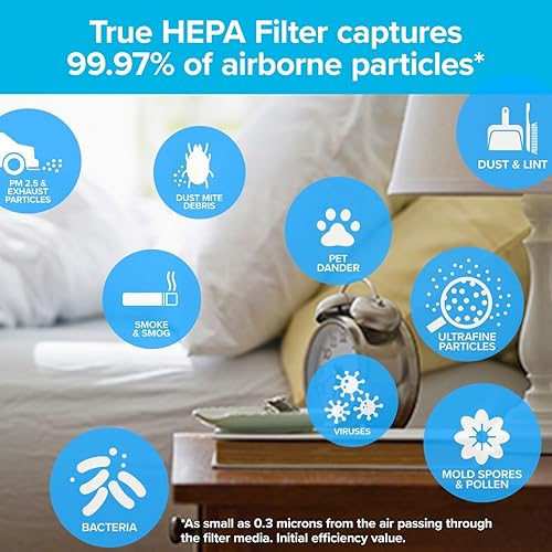 Miniatura 3 de Filtrete Filtro purificador de aire para habitación F2, True HEPA Premium Allergen, Bacterias and Virus, 13 in. x 8.2 in., paquete de 2, funciona