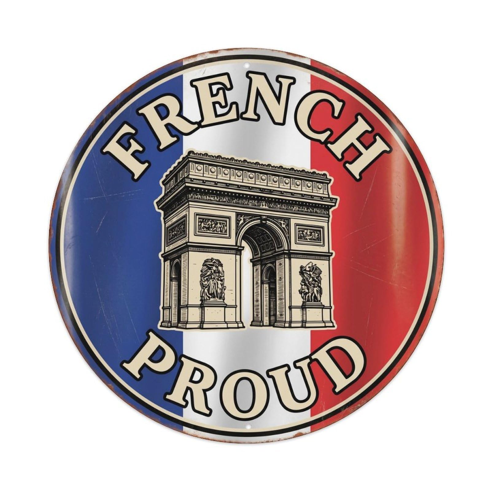 Olhnbad Style French Proud Arc De Triomphe Landmark Heritage Emblem Metal Tin Sign