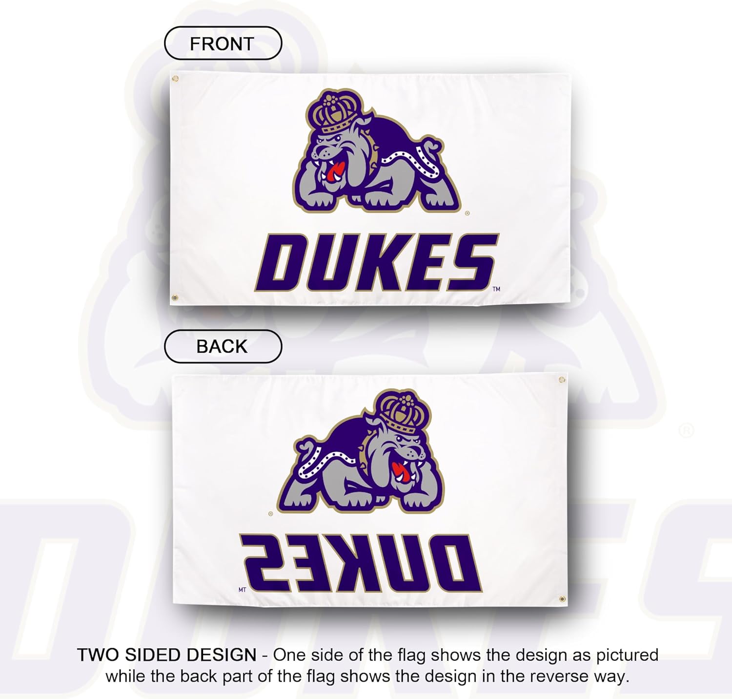 Desert Cactus James Madison University Flag - 3 x 5 Feet Dukes JMU Banner, Indoor/Outdoor Durable Fabric Display (Style I) - Image 2