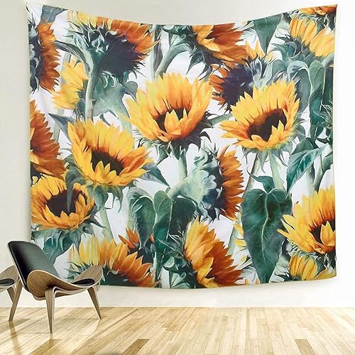 Wonderwall Tapiz de pared de girasol, mandala amarillo, tapiz de plantas de naturaleza, tapiz decorativo para colgar en la pared del hogar para