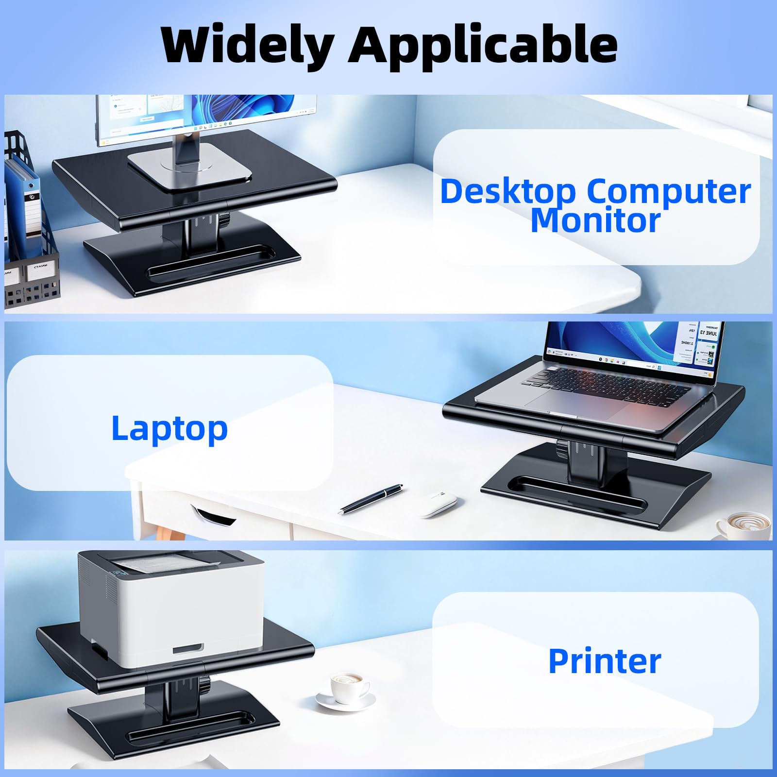 Supporto per monitor del computer, supporto regolabile in altezza con cassetto e supporto per telefono, supporto da scrivania per stampante, organizer da scrivania per ufficio e casa