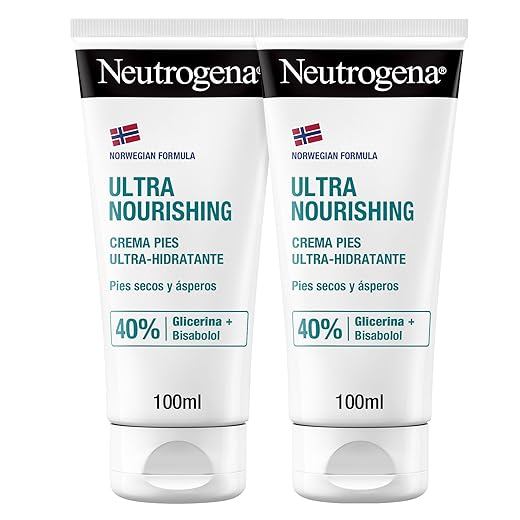 Neutrogena, Crema Ultra-Hidratante para Pies Secos y Estropeados, Fórmula Noruega, Talones agrietados, Recupera Suavidad, Contiene glicerina, Testado por dermatólogos, Pack de 2 x 100ml