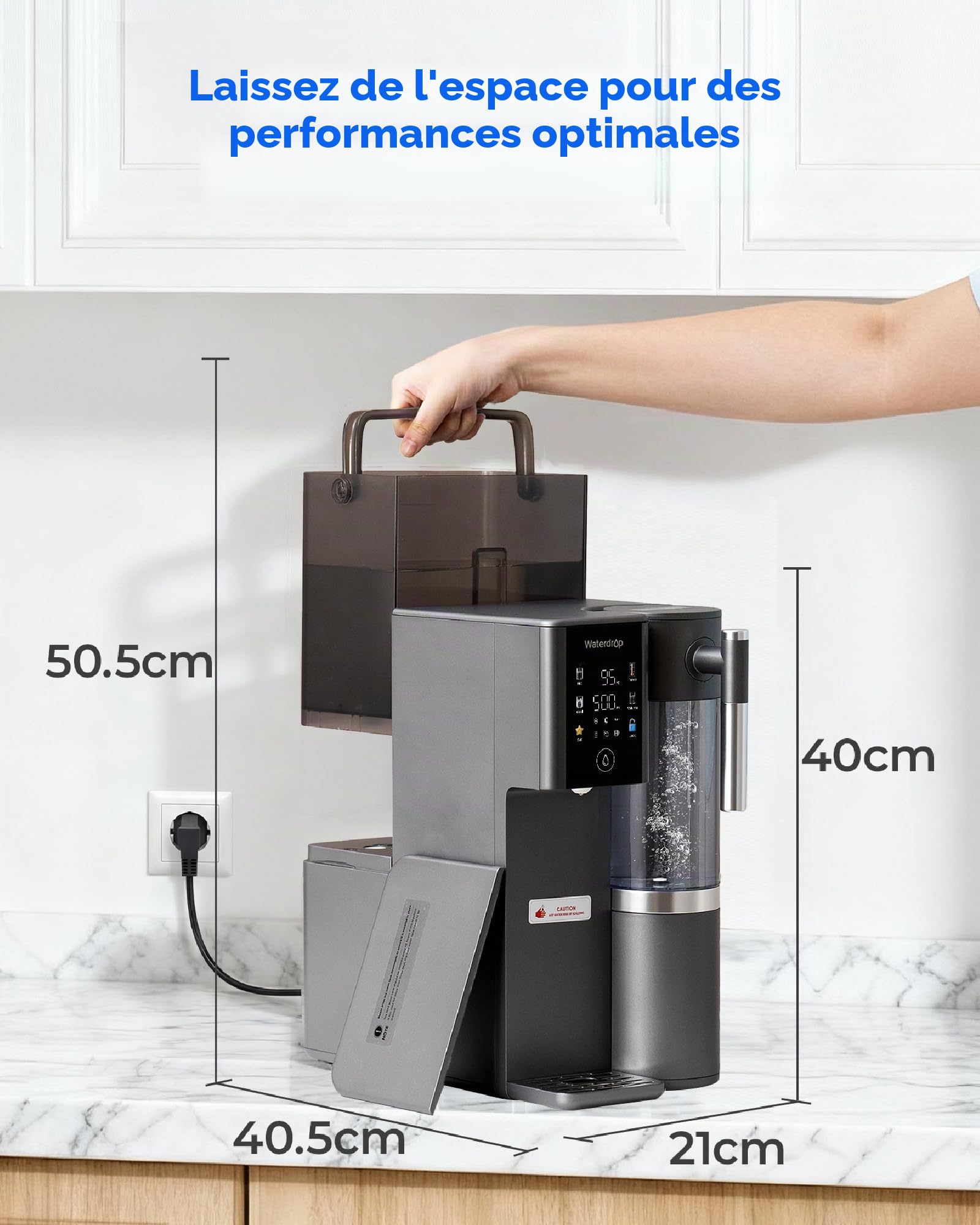Waterdrop WD-A2G Système d’Osmose Inverse de Comptoir Minéralisée, Eau Chaude et Froide, Fontaine Sans Bouteille, Réservoir Portable, 6 Températures, Ratio 3:1