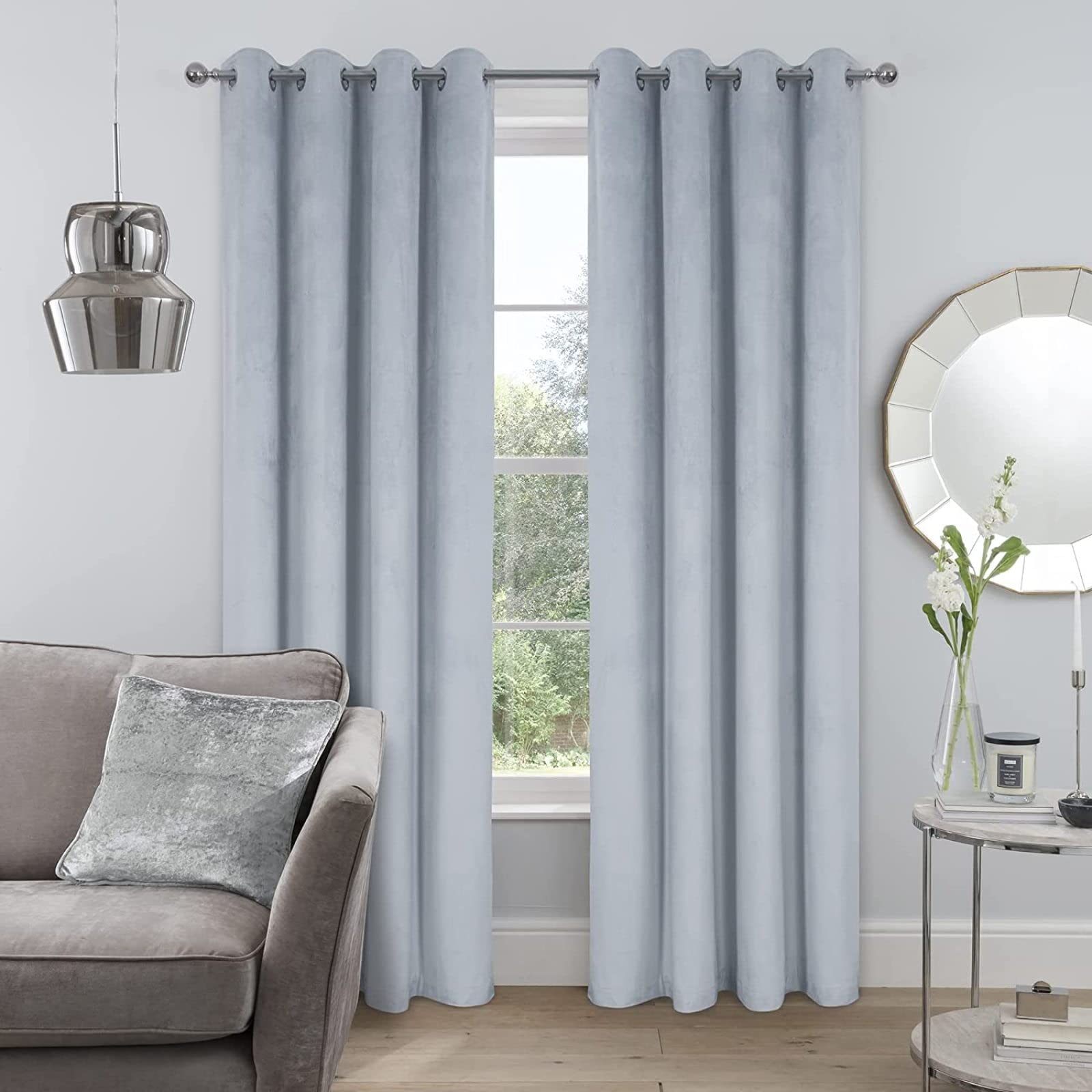 Tenda per finestra oscurante in velluto isolante termico per camera da letto e soggiorno, con occhielli nella parte superiore, 116,8 x 182,9 cm (larghezza x altezza), eleganti tende per efficienza