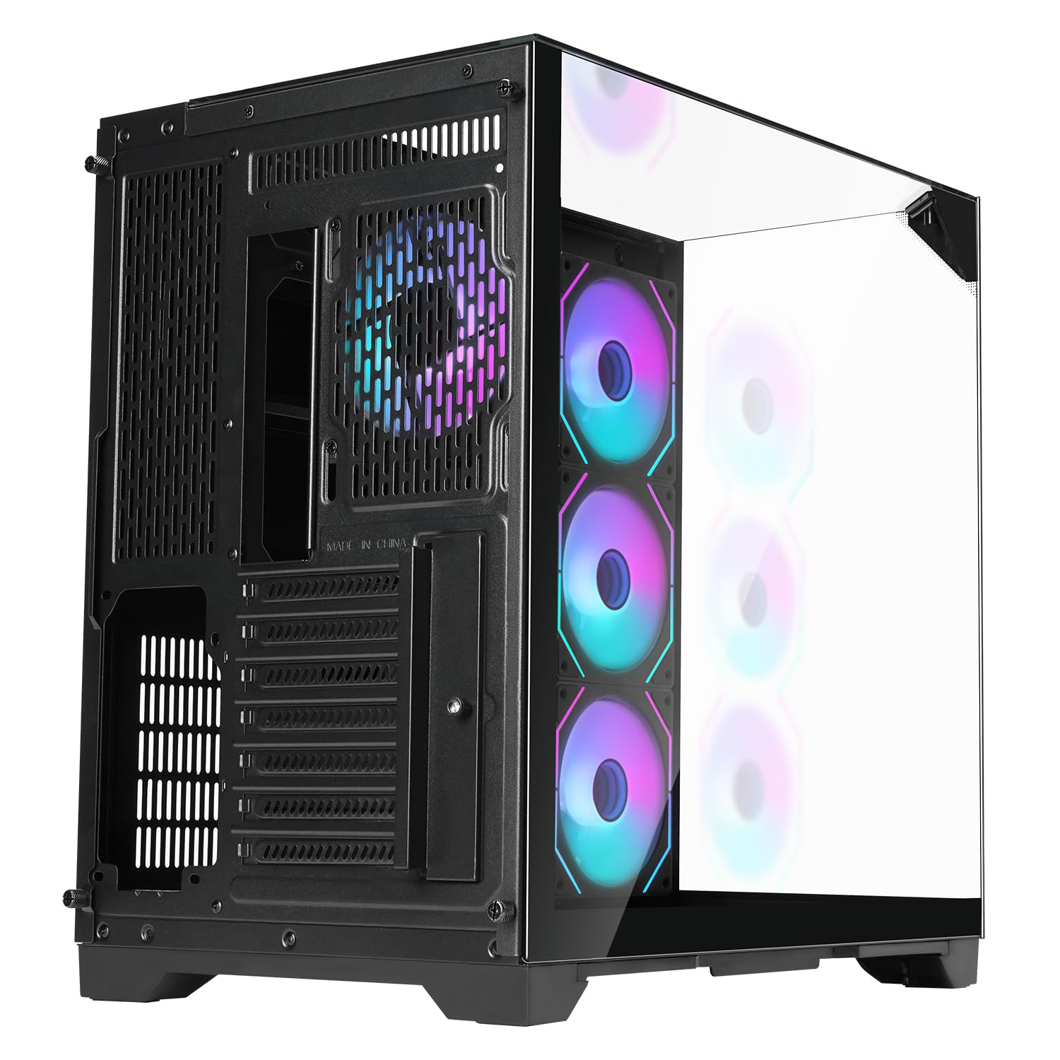 Itek Case DARK CAVE PANO - Gaming Tower- ATX- 4x12cm ARGB fan- 2xUSB3- Type-C- parete laterale, frontale e superiore in vetro temperato